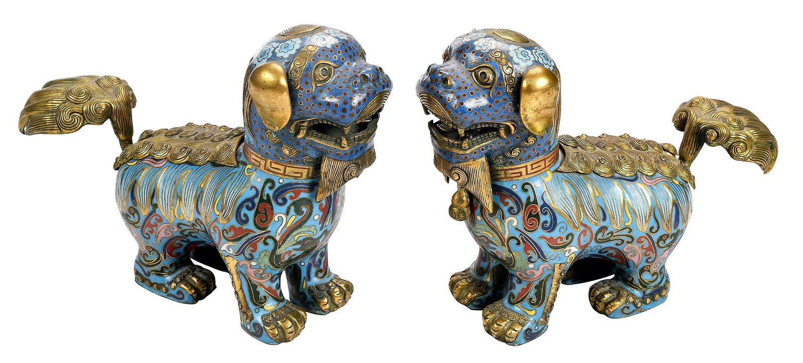 Two Chinese Cloisonne Foo Dogs (1 of 8)