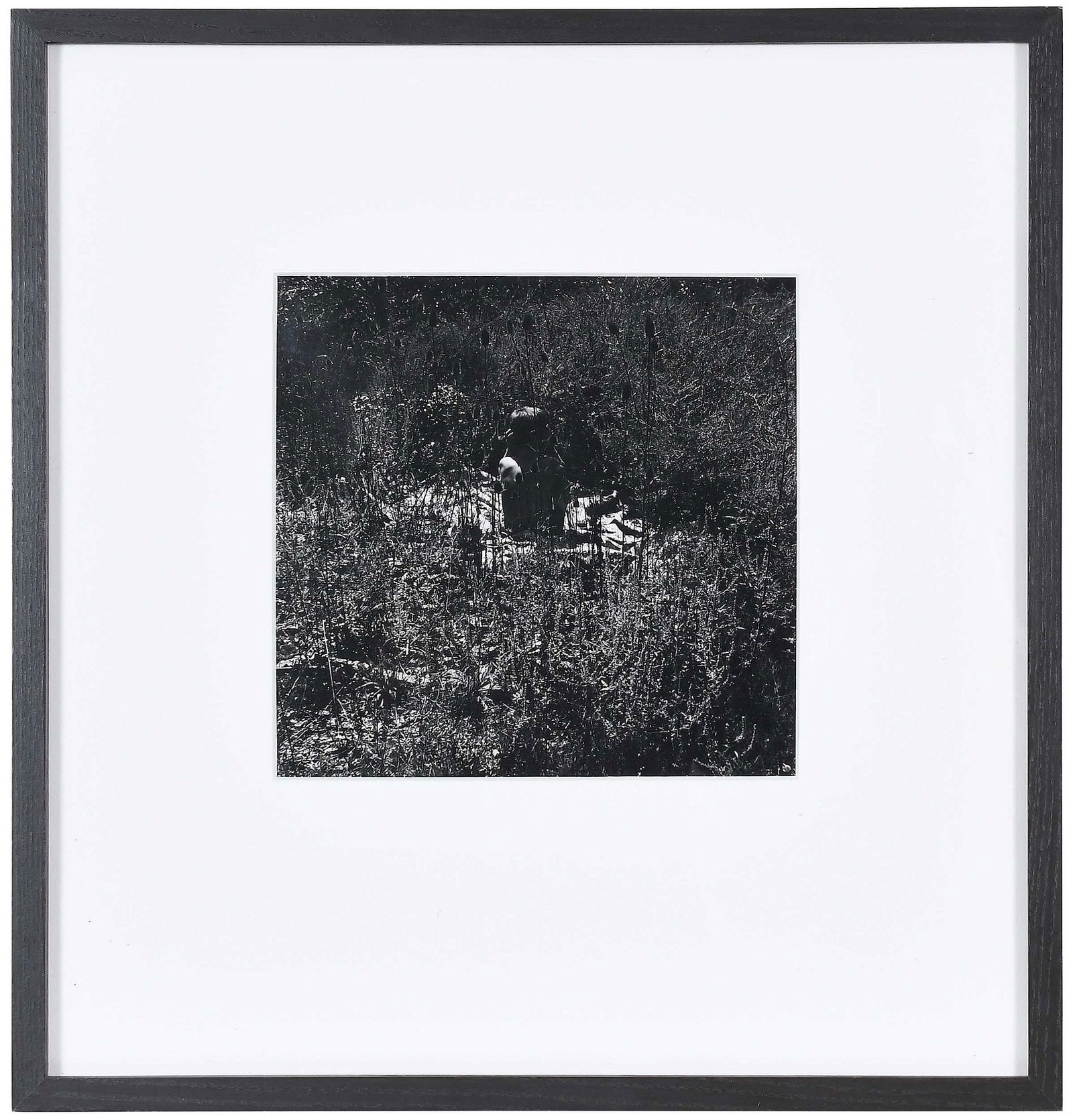 Ralph Eugene Meatyard: (American, 1925-1972) Untitled, circa 1960, signed verso by the artist's wife "Madelyn O. Meatyard", gelatin silver print, sight 7-1/4 x 7-1/2 in.; brown finished wood frame, 16 x 15-1/4 in. Provenanc