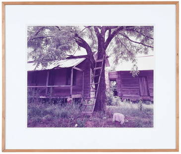 William Christenberry: (American, 1936-2016)Ladder and Old House, Near Moundville Alabama, 1983, signed, titled, dated, and inscribed "printed 1984" print verso, chromogenic print, 20 x 24 in.; natural finished wood frame,