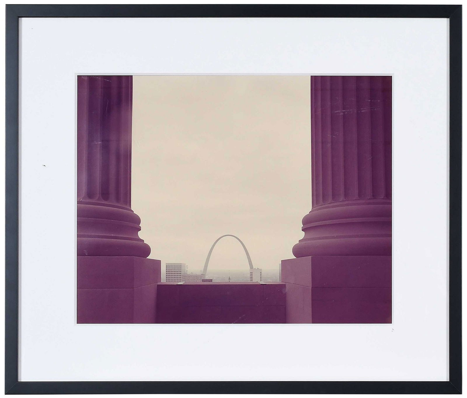 Joel Meyerowitz: (American, born in 1938) St. Louis and The Arch, signed print verso, editioned 4/75 margin recto, chromogenic print, 16 x 20 in.; black finished wood frame, 23 x 27 in. Provenance: An Important Atlant