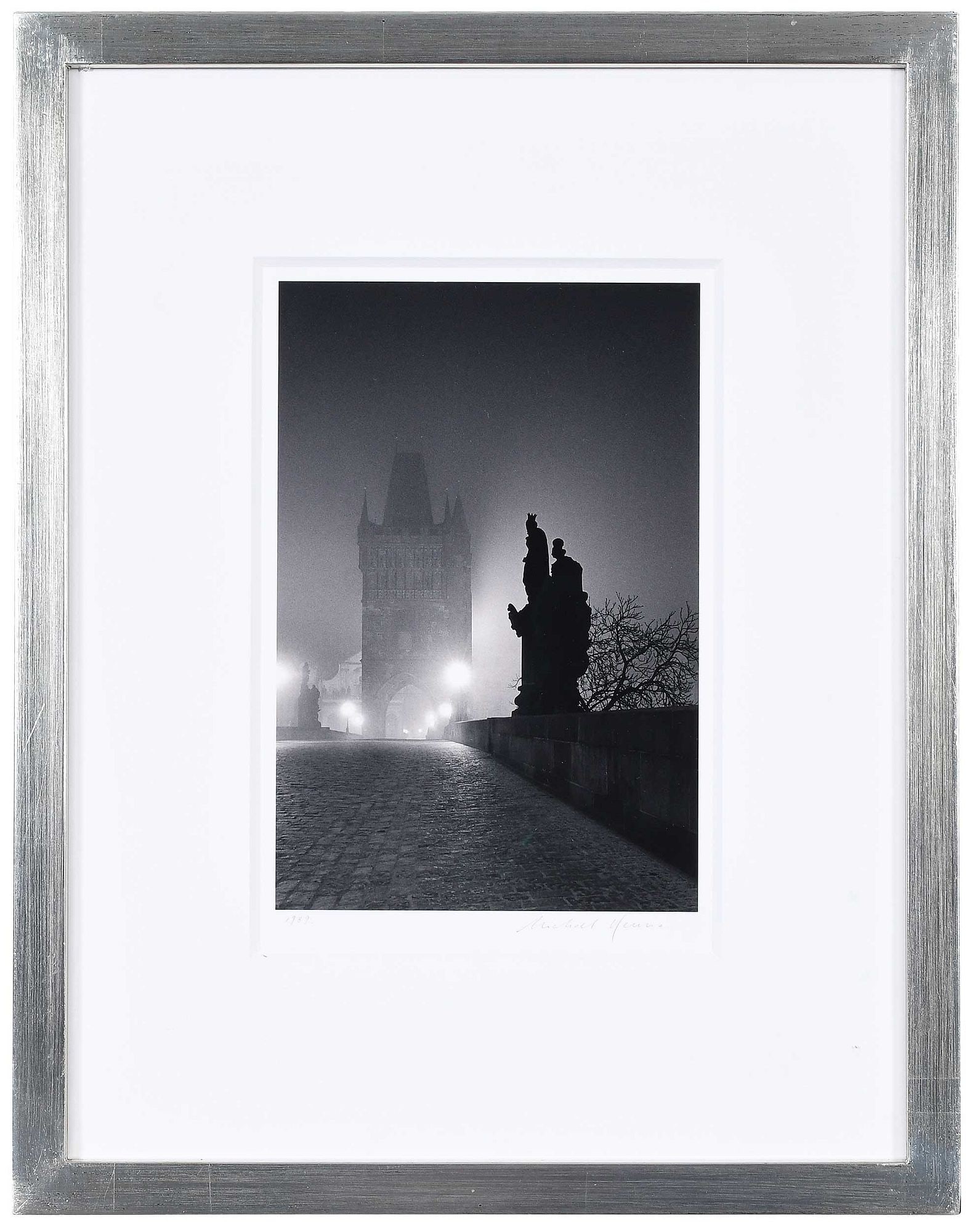 Michael Kenna: (English, born 1953) Charles Bridge, Study 4, Prague, Czechoslovakia, 1989, signed and dated on the bottom of the print "1989. Michael Kenna" backing recto, also titled, dated, stamped, and signed bac
