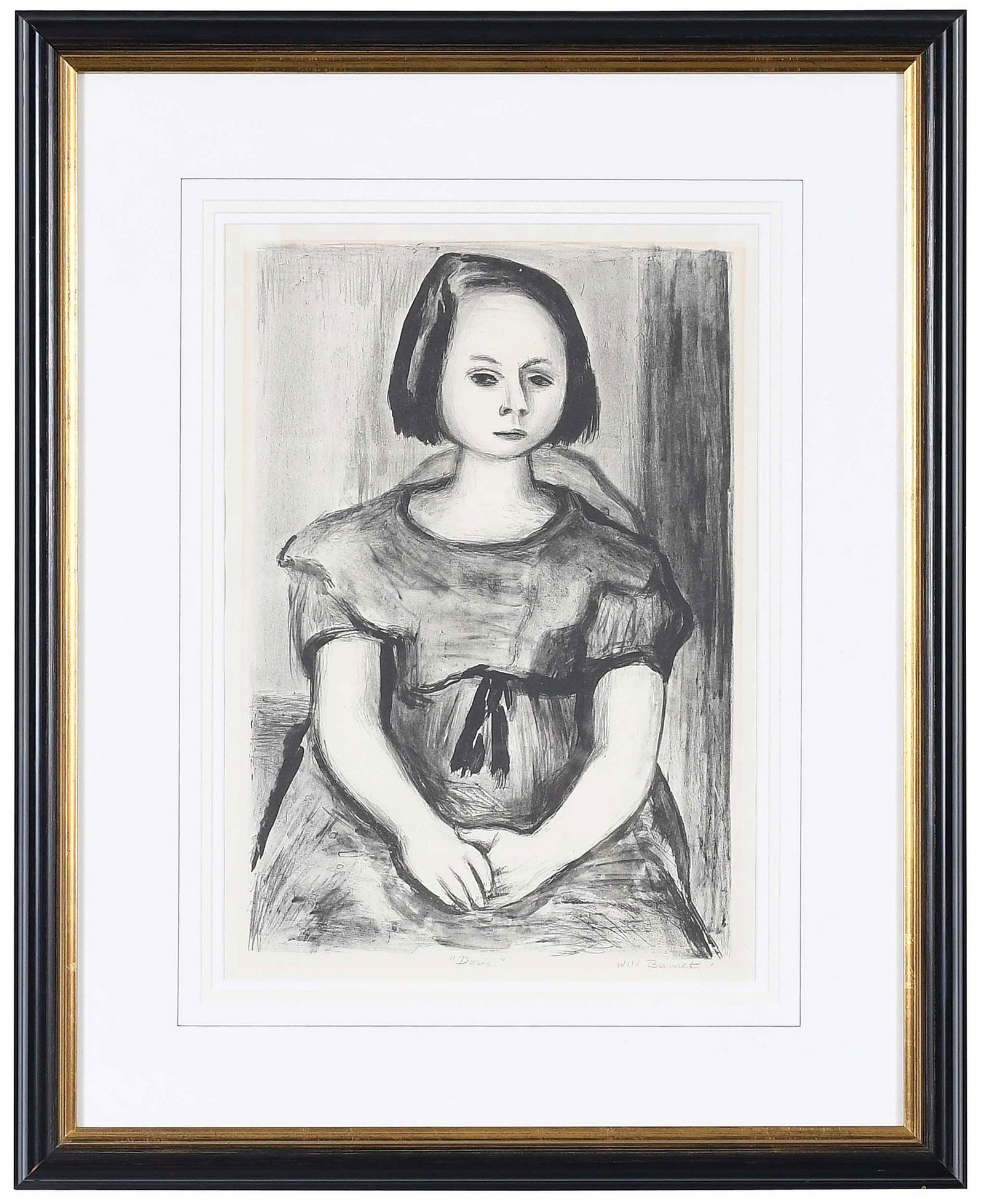 Early Will Barnet Lithograph: (American, 1911-2012) Doris (Cole 15), 1935, edition of 10, signed lower right "Will Barnet" and titled bottom center, WPA, publisher, lithograph, image 15-3/4 in. x 10-5/8 in.; black frame, 26-1/4 x