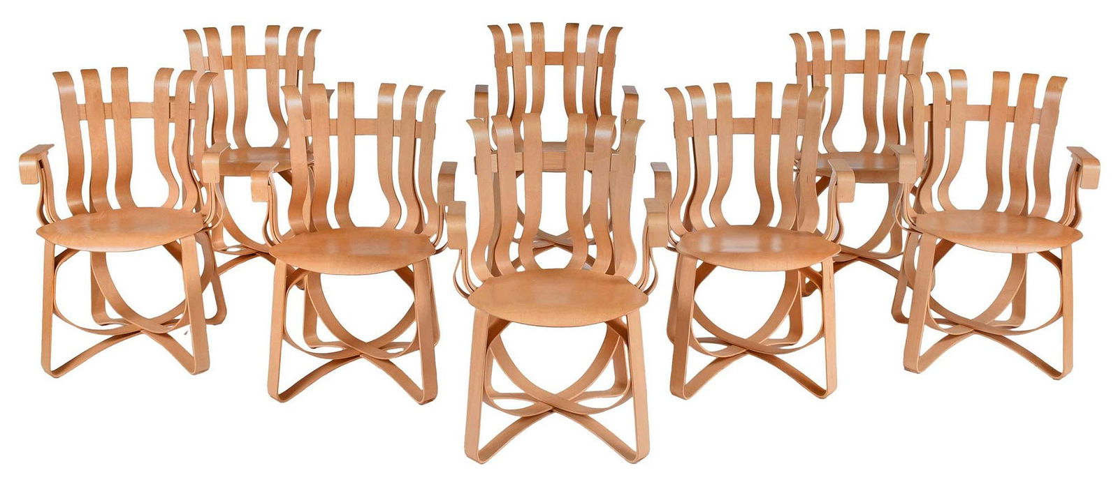Eight Frank Gehry for Knoll Laminated Birch "Hat Trick" Armchairs (1 of 17)