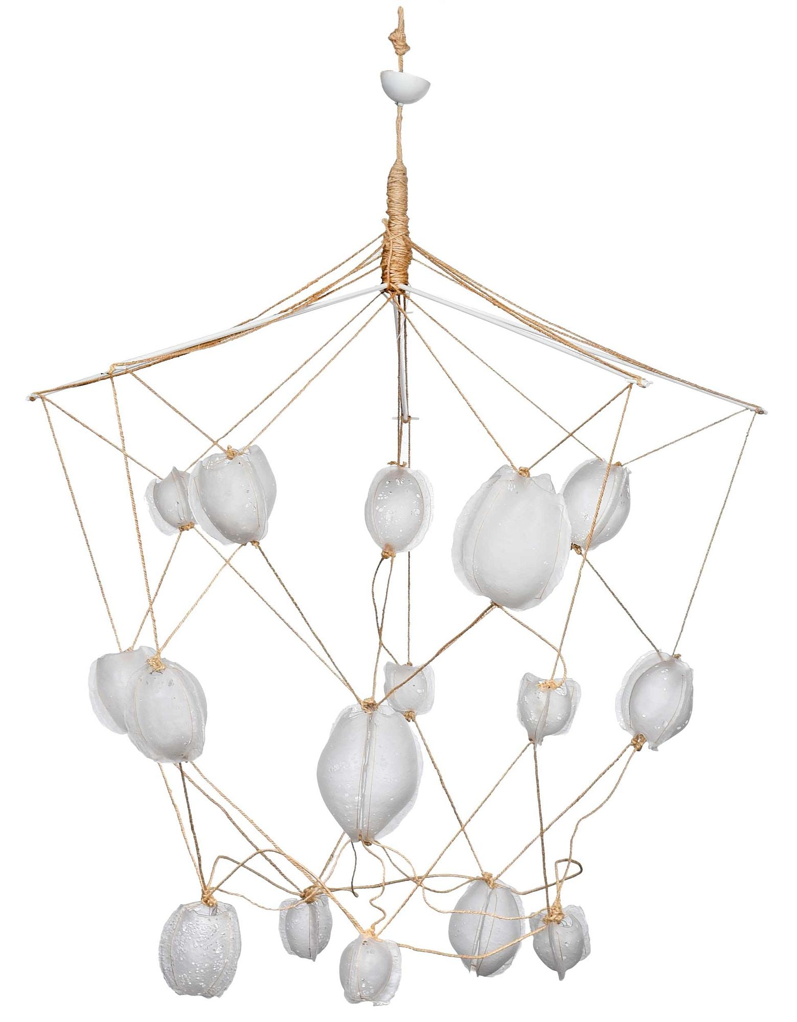 Custom Manolito & Manolita "Ouef de Selenite" Rope and Fused Glass Chandelier (1 of 6)