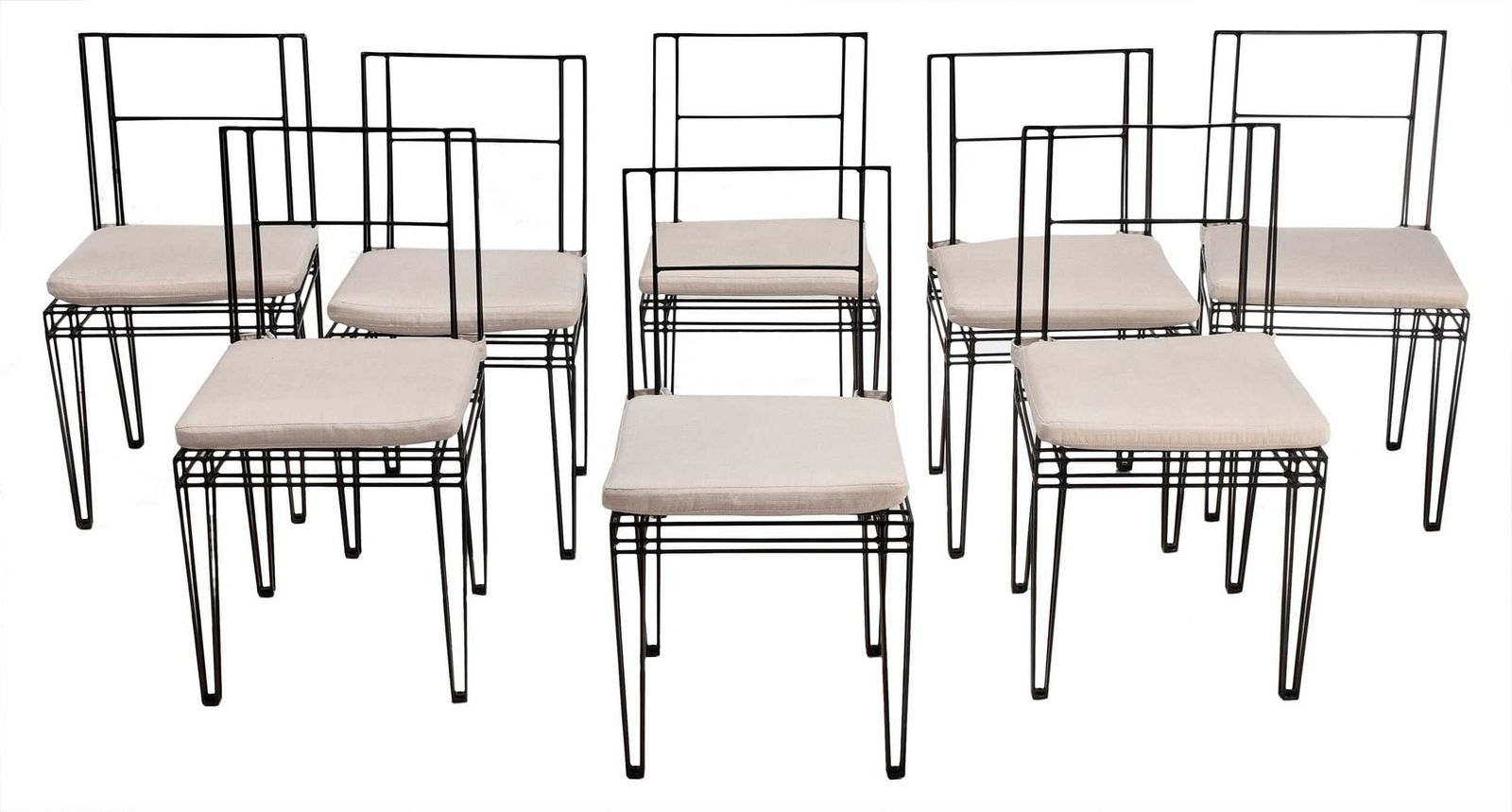 Set of Eight Contemporary Black Painted Steel Side Chairs (1 of 13)