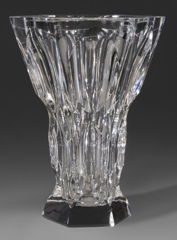 Lalique Glass Derby Pattern Vase: French, late 20th century, base marked "Lalique France", 11-3/4 in., excellent condition Provenance: Estate of the Late William R. Henry, Maryville, Tennessee