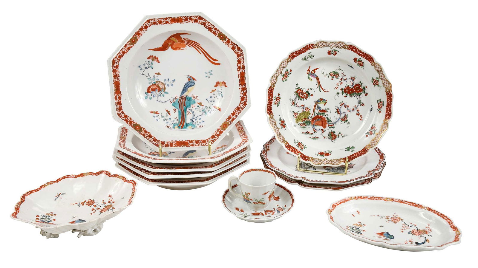 Group of 12 Red and White Porcelain Plates (1 of 20)