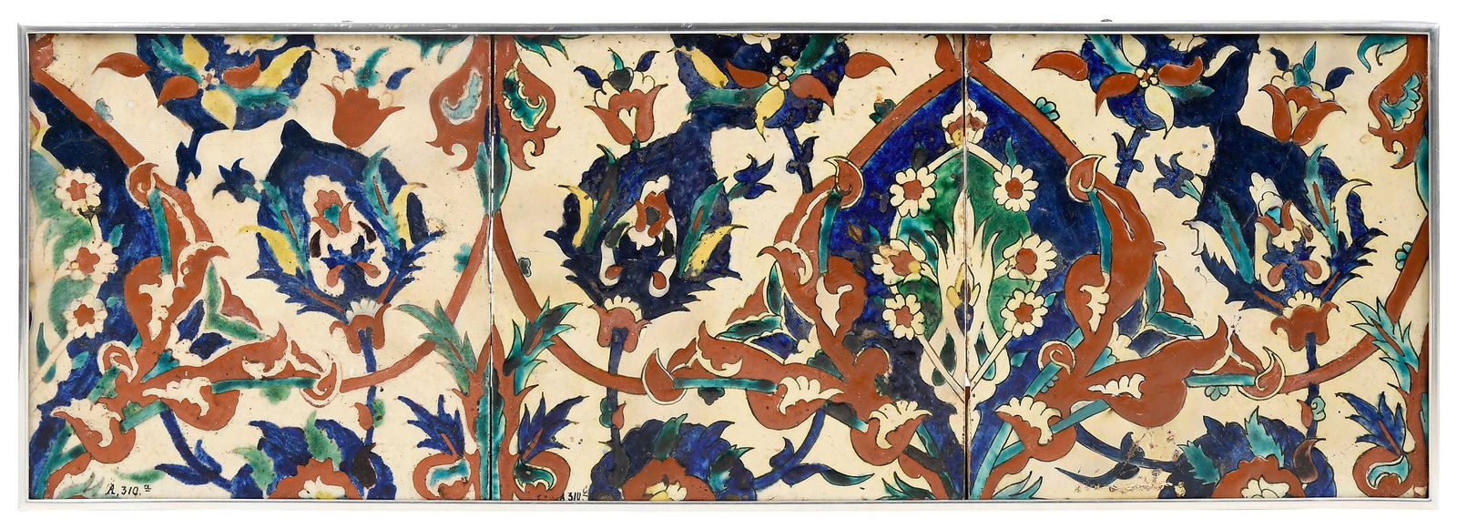 Three Framed Turkish Style Painted Ceramic Tiles (1 of 9)