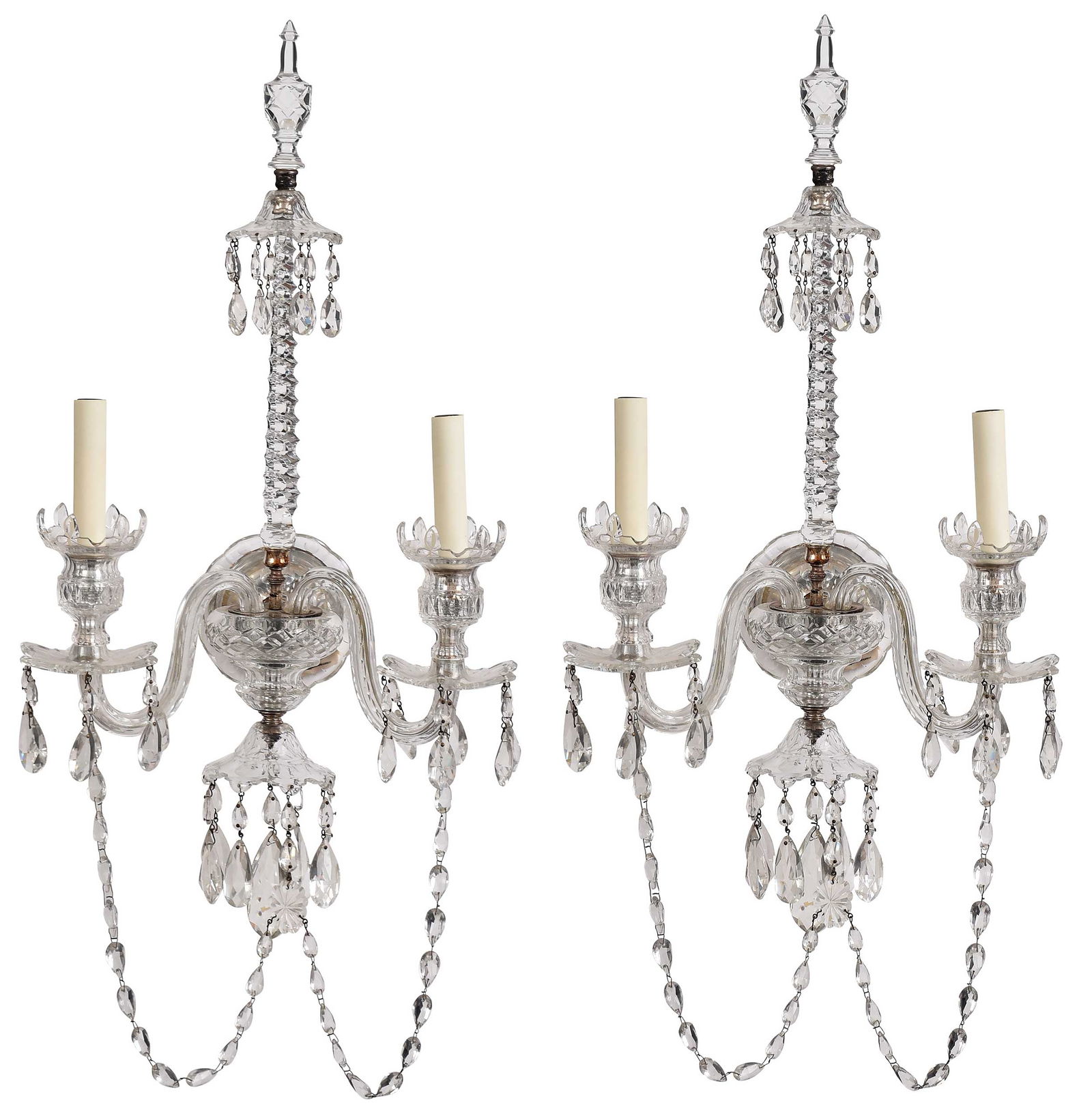 A Pair of Crystal Two Light Wall Sconces, Nesle Inc. (1 of 6)