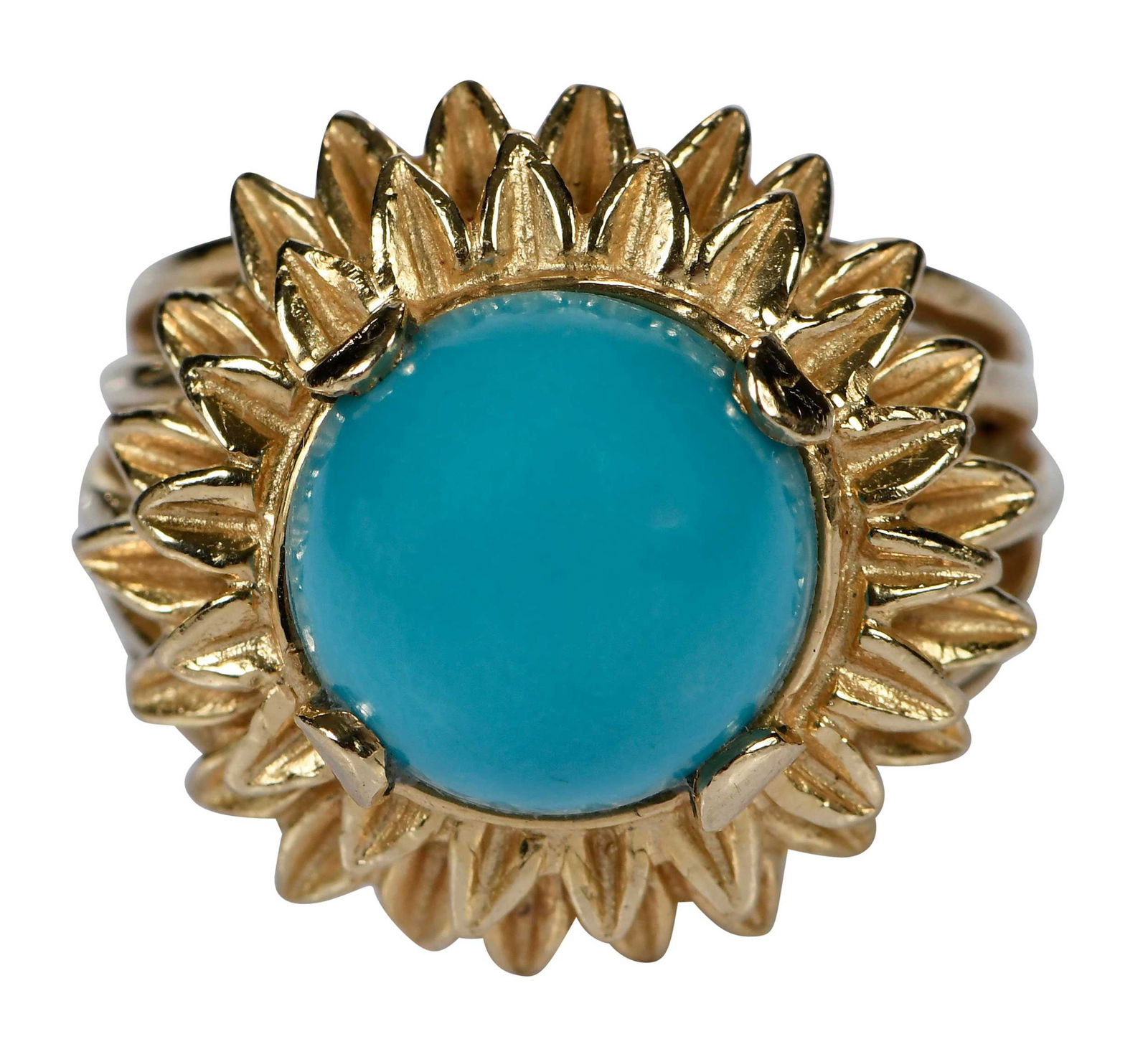 14kt. Design Turquoise Flower Ring (1 of 6)