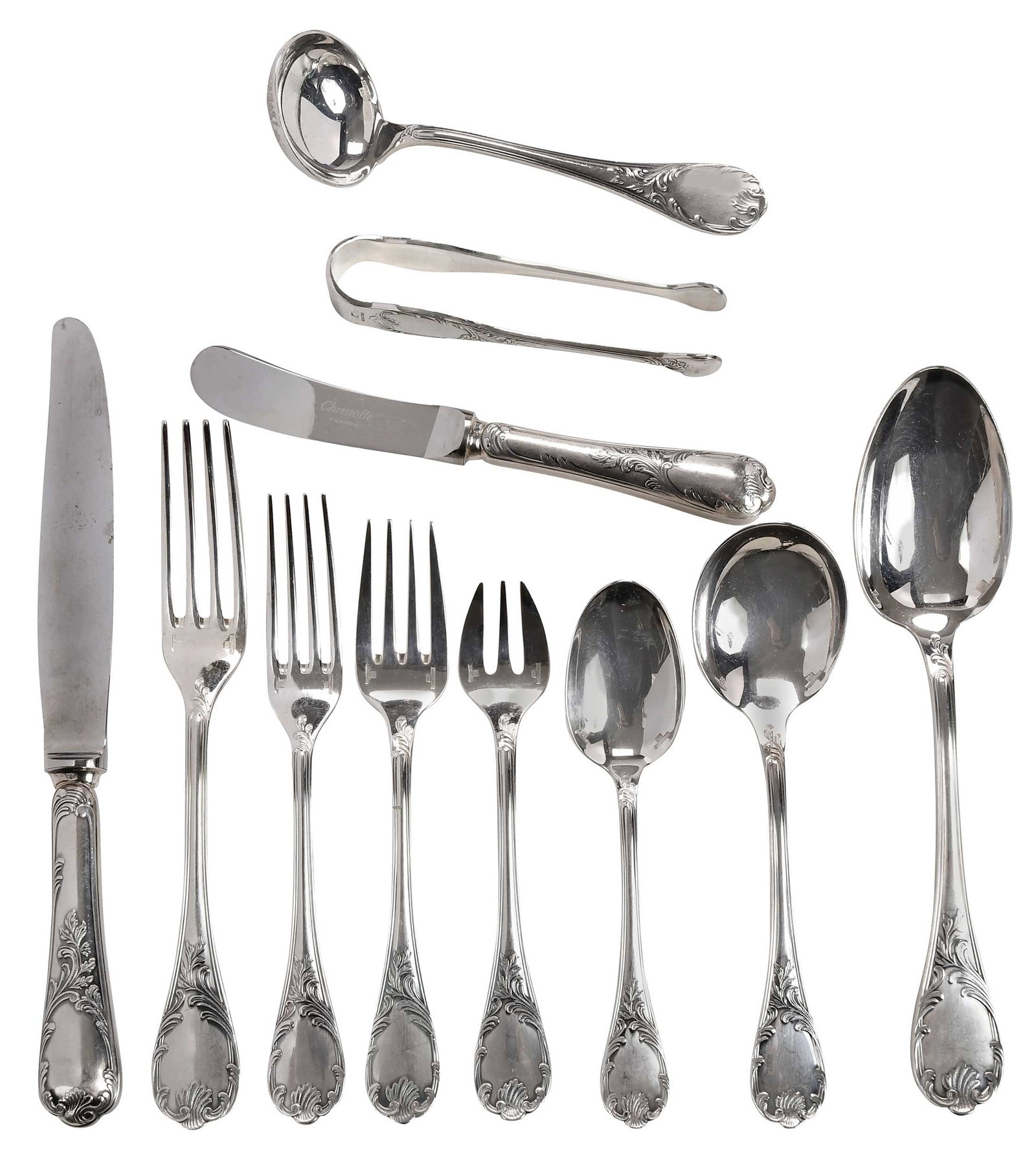 Set of Marly Christofle Silver Plate Flatware, 110 Pieces (1 of 7)