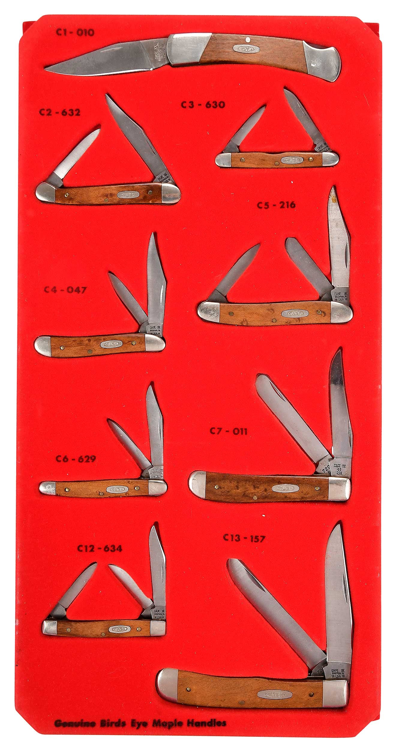 Nine Case Knives with Birdseye Maple Handles (1 of 5)