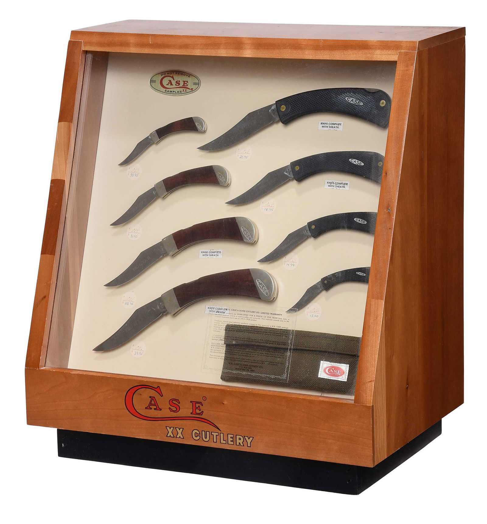 Case Tabletop Display with Eight Locking Knives and One Fabric Sheath (1 of 5)