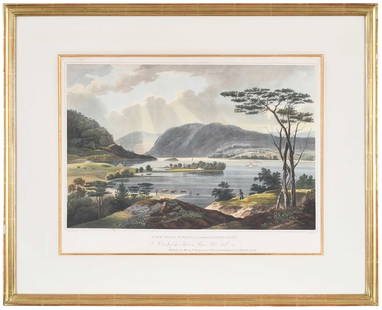 After William Guy Wall, Hudson River View: (American/Irish, 1792-1864) Plate 15 View from Fishkill looking towards Westpoint, 1825, from The Hudson River Portfolio, John Hill, engraver, after William Guy Wall, New York: Henry I. Megarey, publi