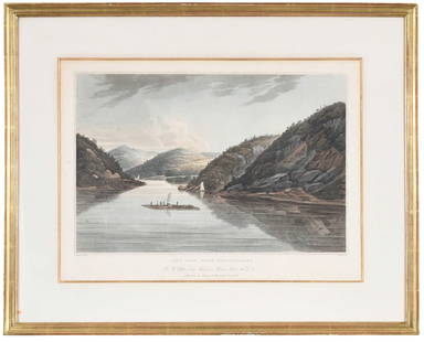 After William Guy Wall, Hudson River View: (American/Irish, 1792-1864) Plate 22 View Near Fort Montgomery, 1823, from The Hudson River Portfolio, John Hill, engraver, after William Guy Wall, New York: Henry I. Megarey, publisher, 1821-1825, la