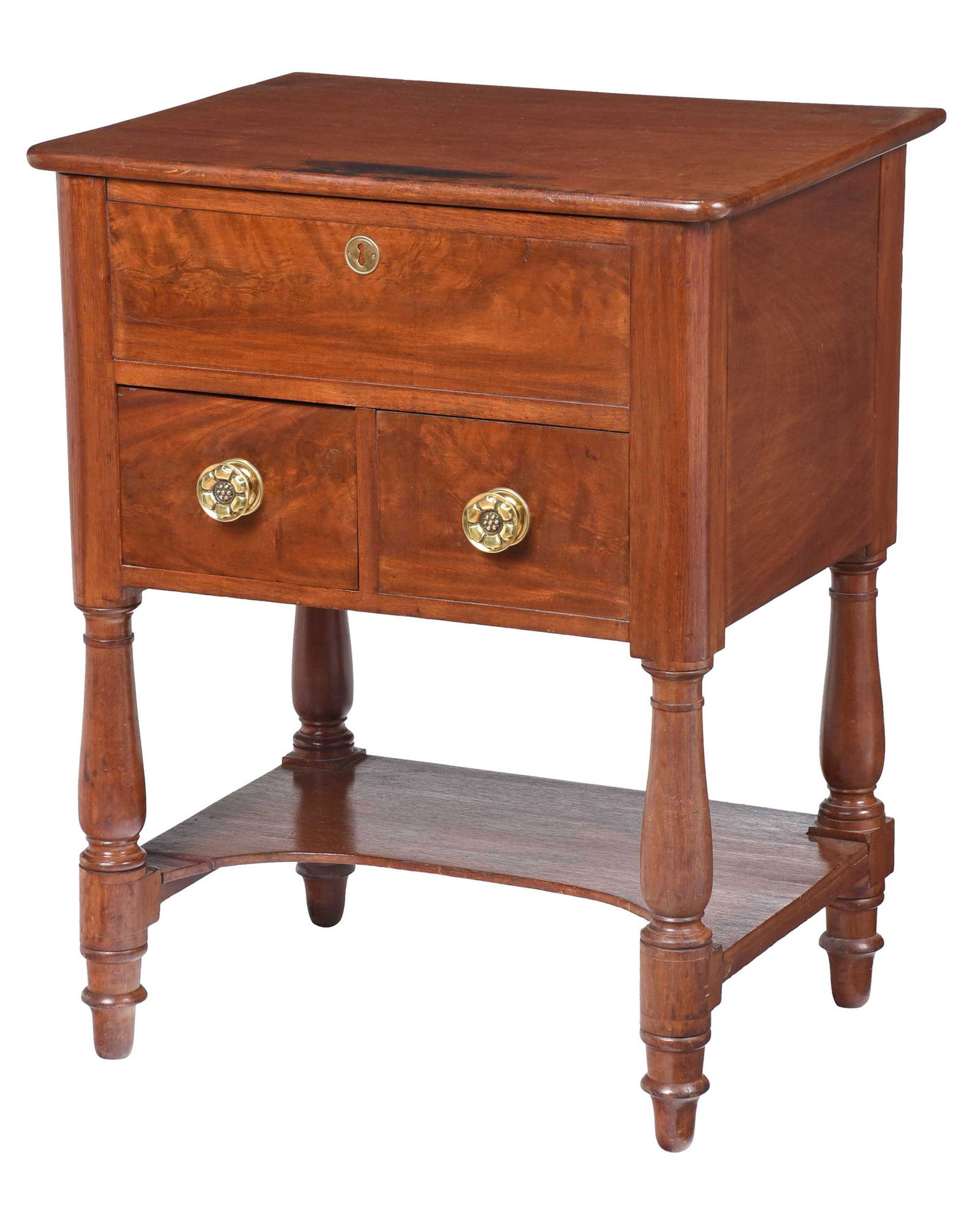 American Classical Mahogany Lift Top Work Table Auction