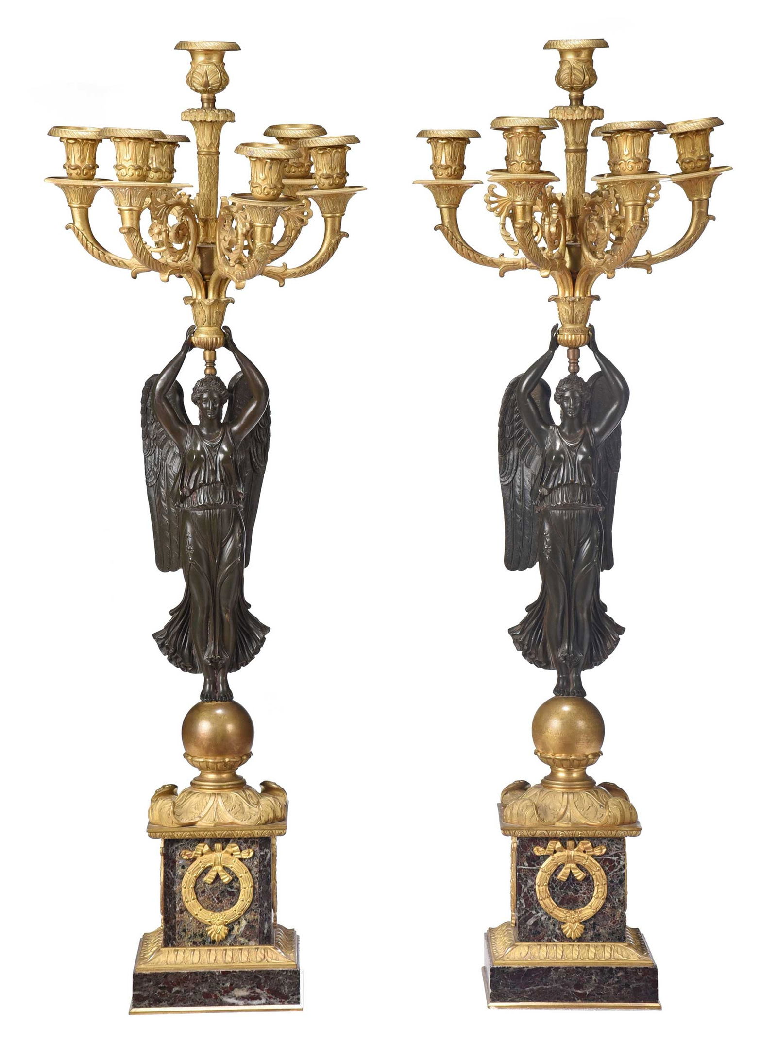 Pair of French Empire Style Gilt and Patinated Bronze Seven Light Candelabra (1 of 7)