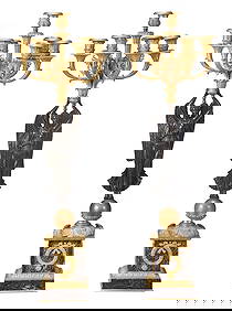 Pair of French Empire Style Gilt and Patinated Bronze Seven Light Candelabra (1 of 7)