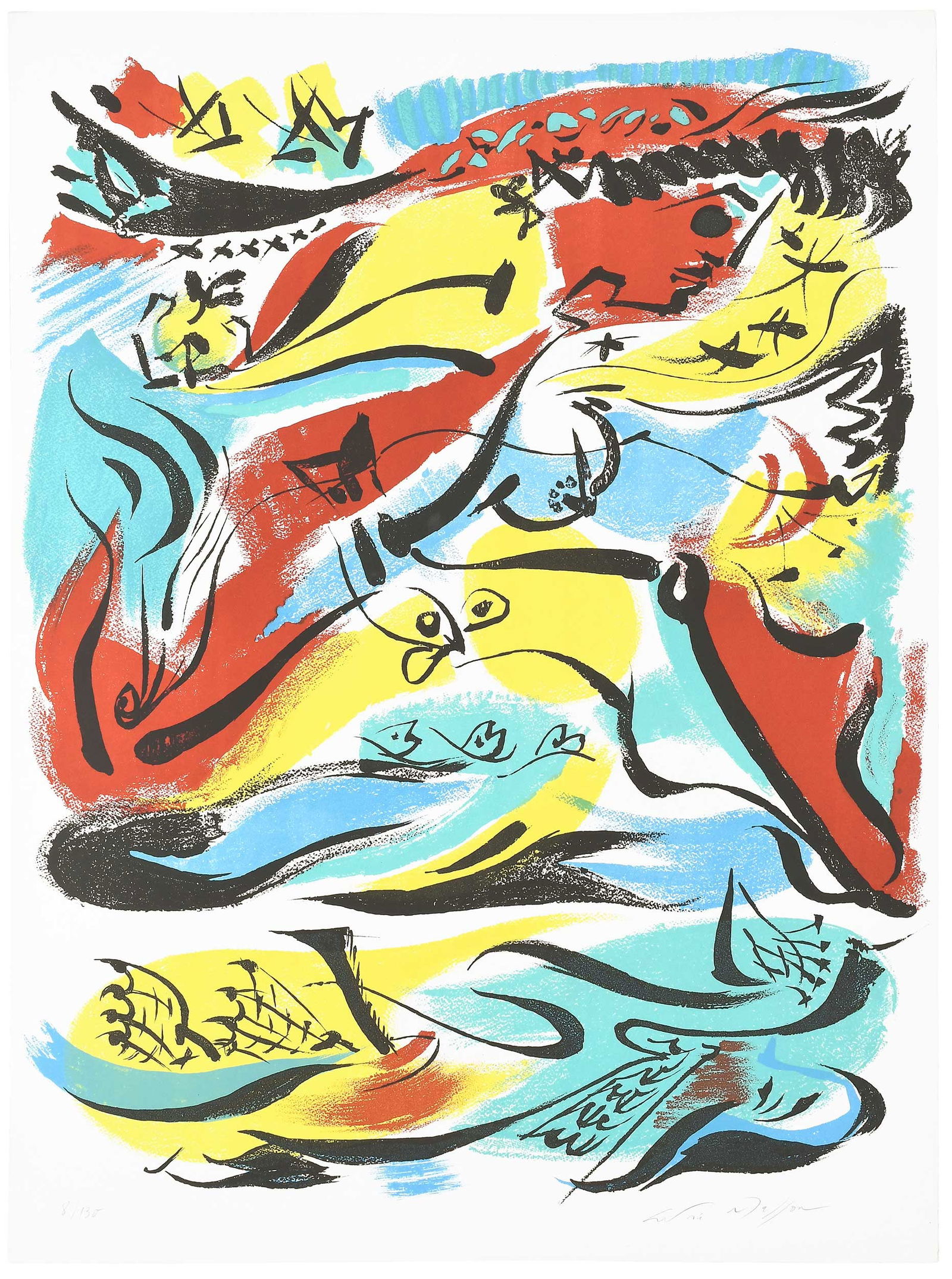 AndrÃƒÂ© Masson, Ten Impressions of Atalante: (French, 1896-1987) Atalante, 1967, from the signed edition of 130, signed lower right in pencil "Andre Masson", inscribed with edition numbers, Mourlot, printer, lithograph on cream Arches paper, she