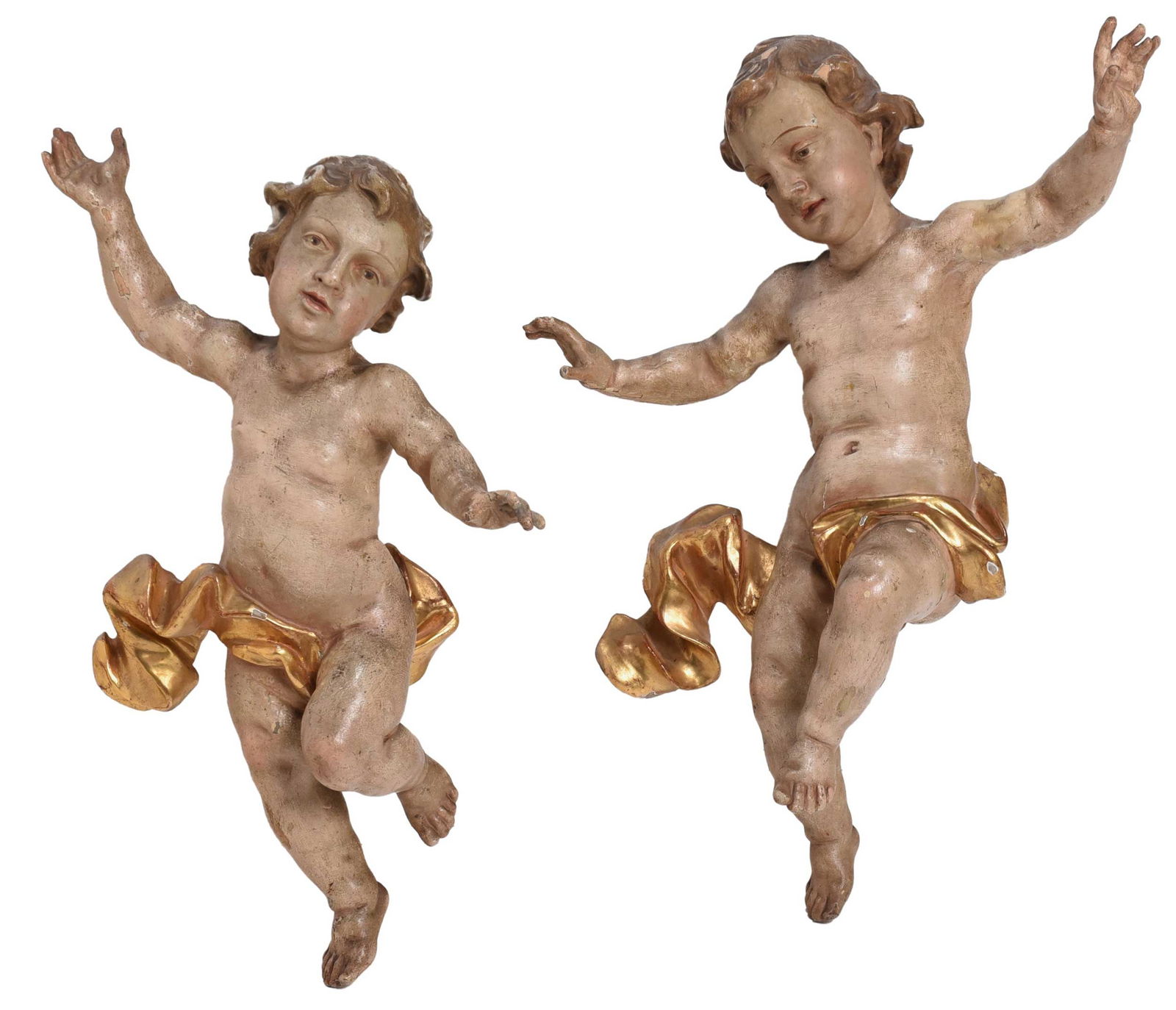 Pair of Italian Carved, Painted, and Gilt Cherubs (1 of 9)