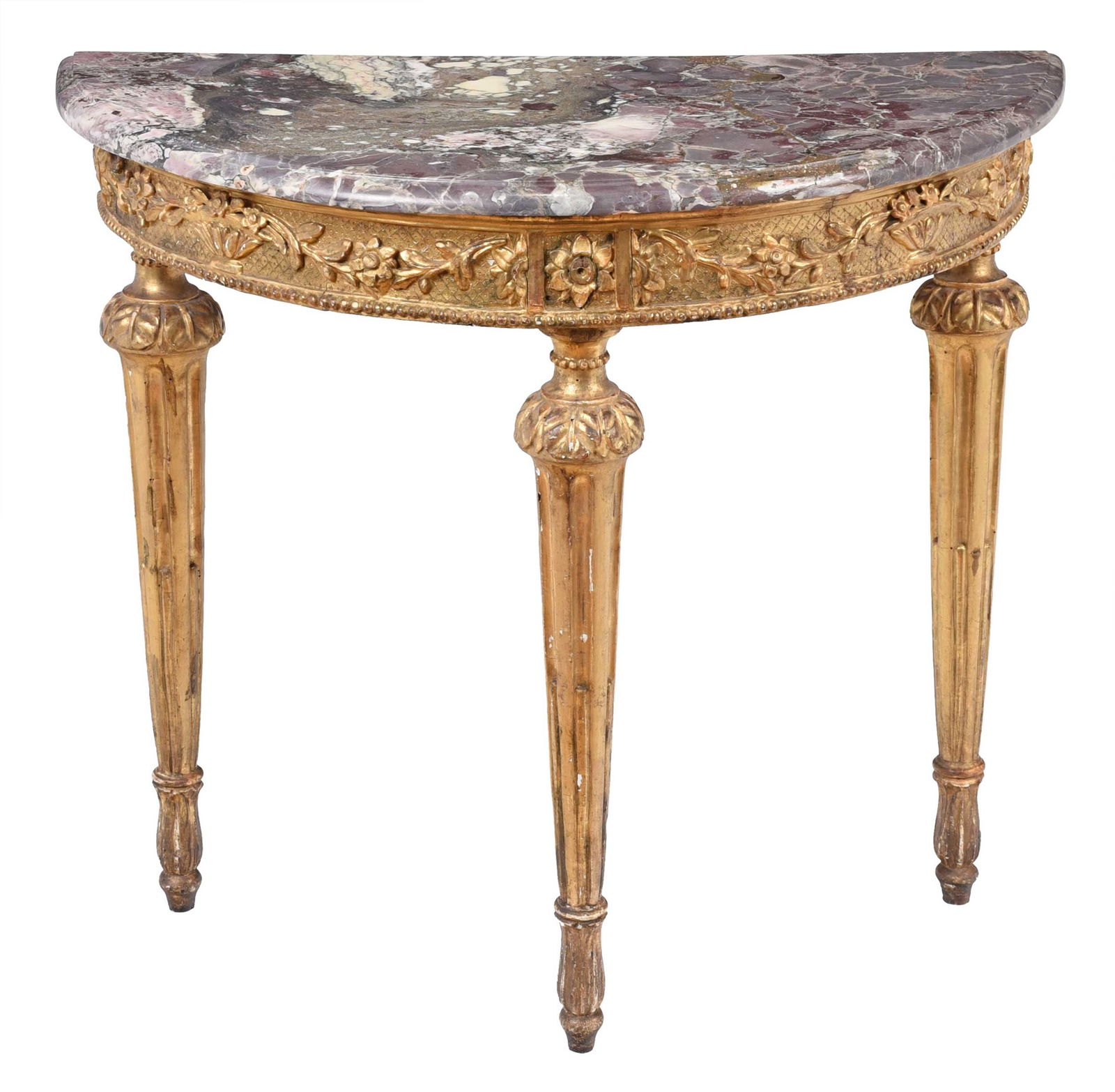 Italian Giltwood Demilune Console Table (1 of 7)