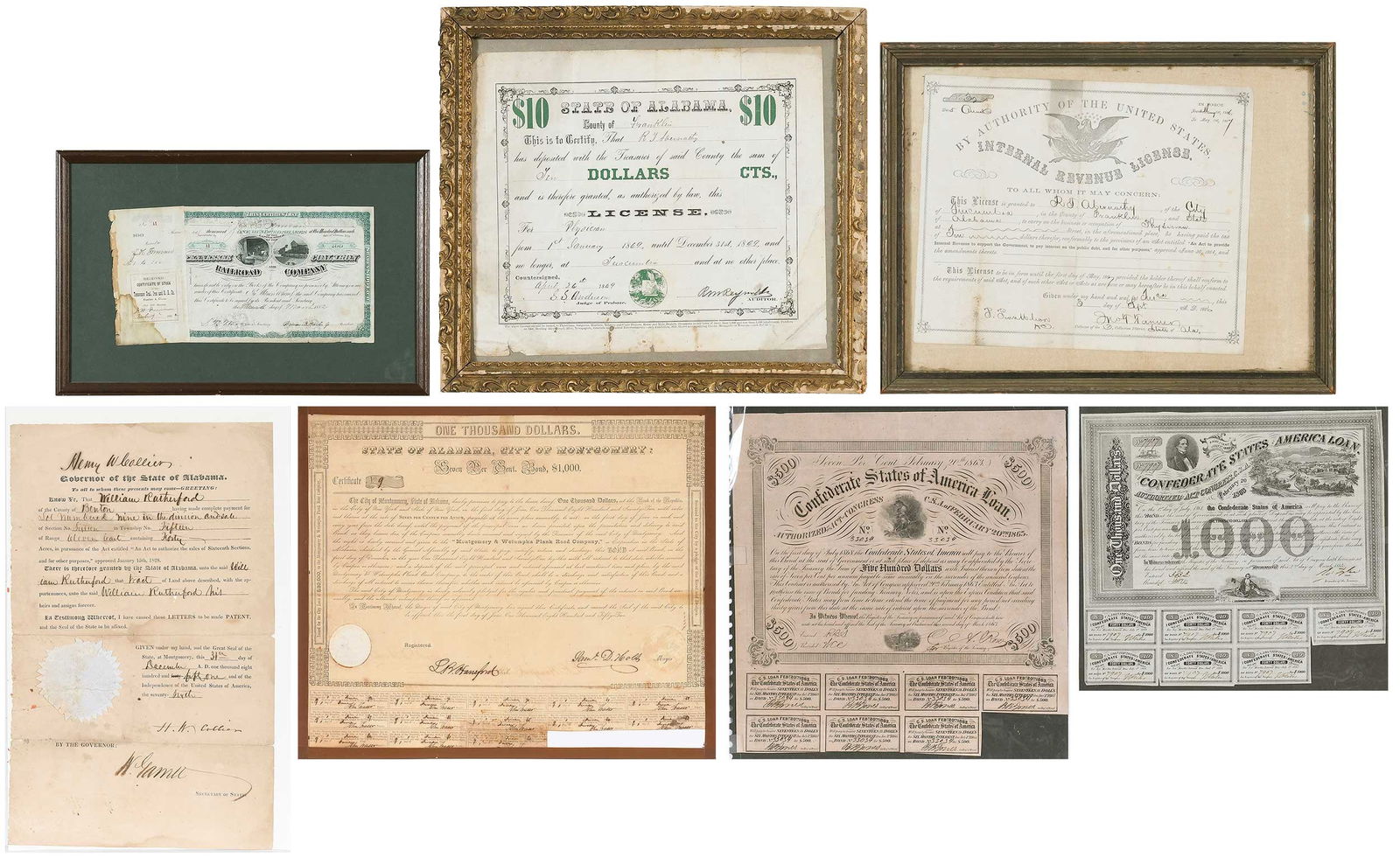 Various Licenses, Bond Certificates, Alabama or Confederate Related (1 of 18)