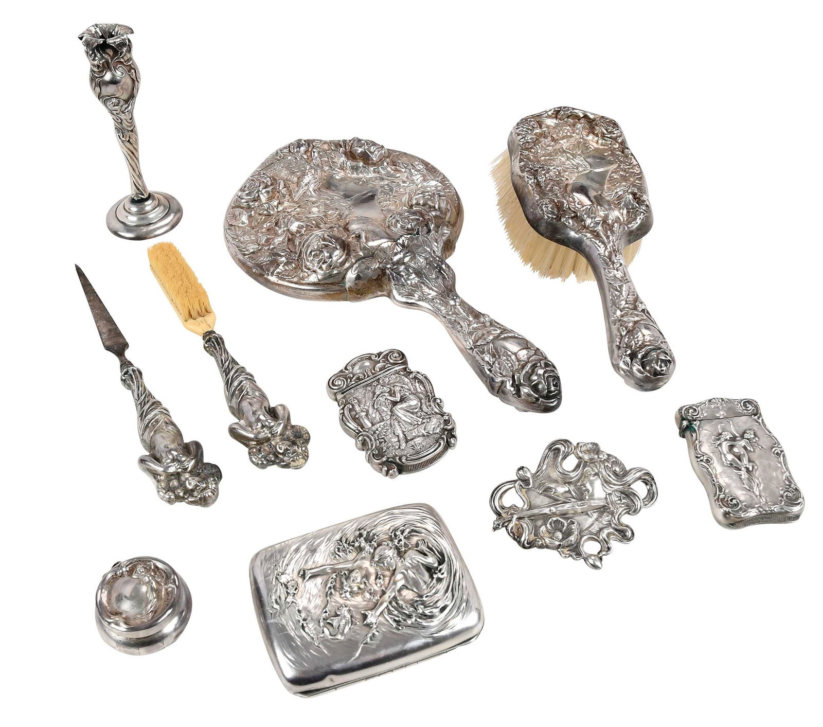 Ten Sterling Art Nouveau Items (1 of 12)