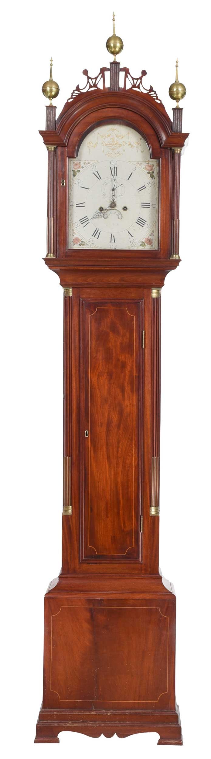 Elnathan Taber Massachusetts Federal Inlaid Mahogany Tall Case Clock (1 of 20)