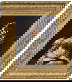 Percival de Luce: (American, 1847-1914) Sunday Best, signed upper right "Percival De Luce", oil on canvas, 21 x 17 in.; fine period carved gilt wood frame, 32-1/4 x 28-1/4 in. Provenance: Dave and Chris Knoke, Marietta