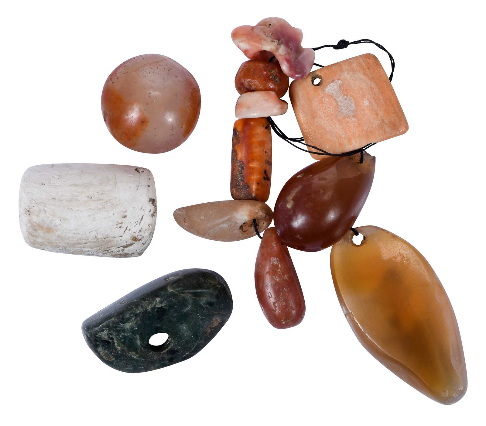 12 Mesoamerican Carved Jade and Shell Beads (1 of 19)