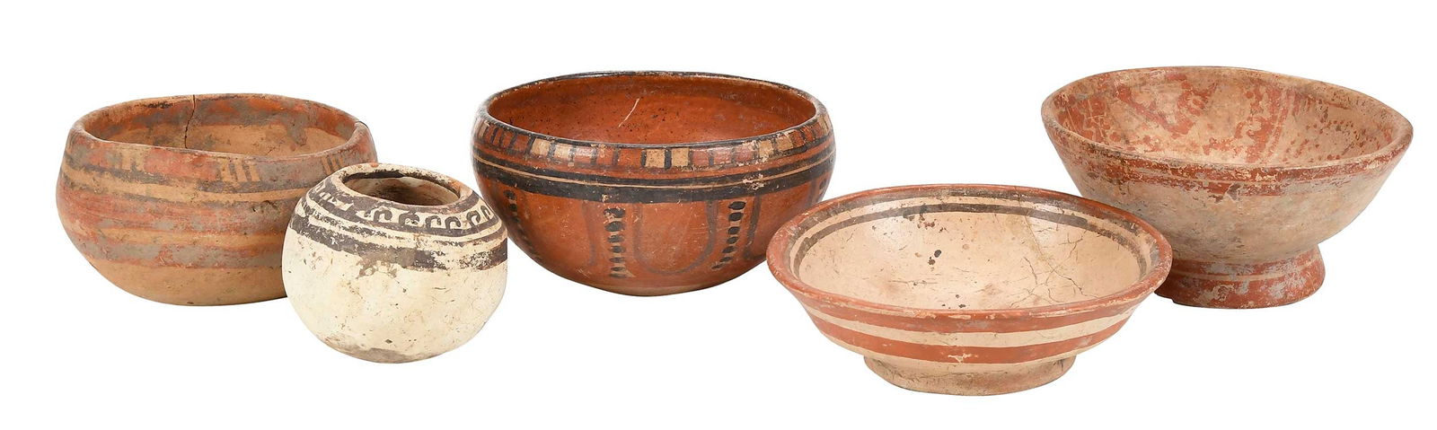 Five Small Pre Columbian Polychrome Pottery Vessels (1 of 12)