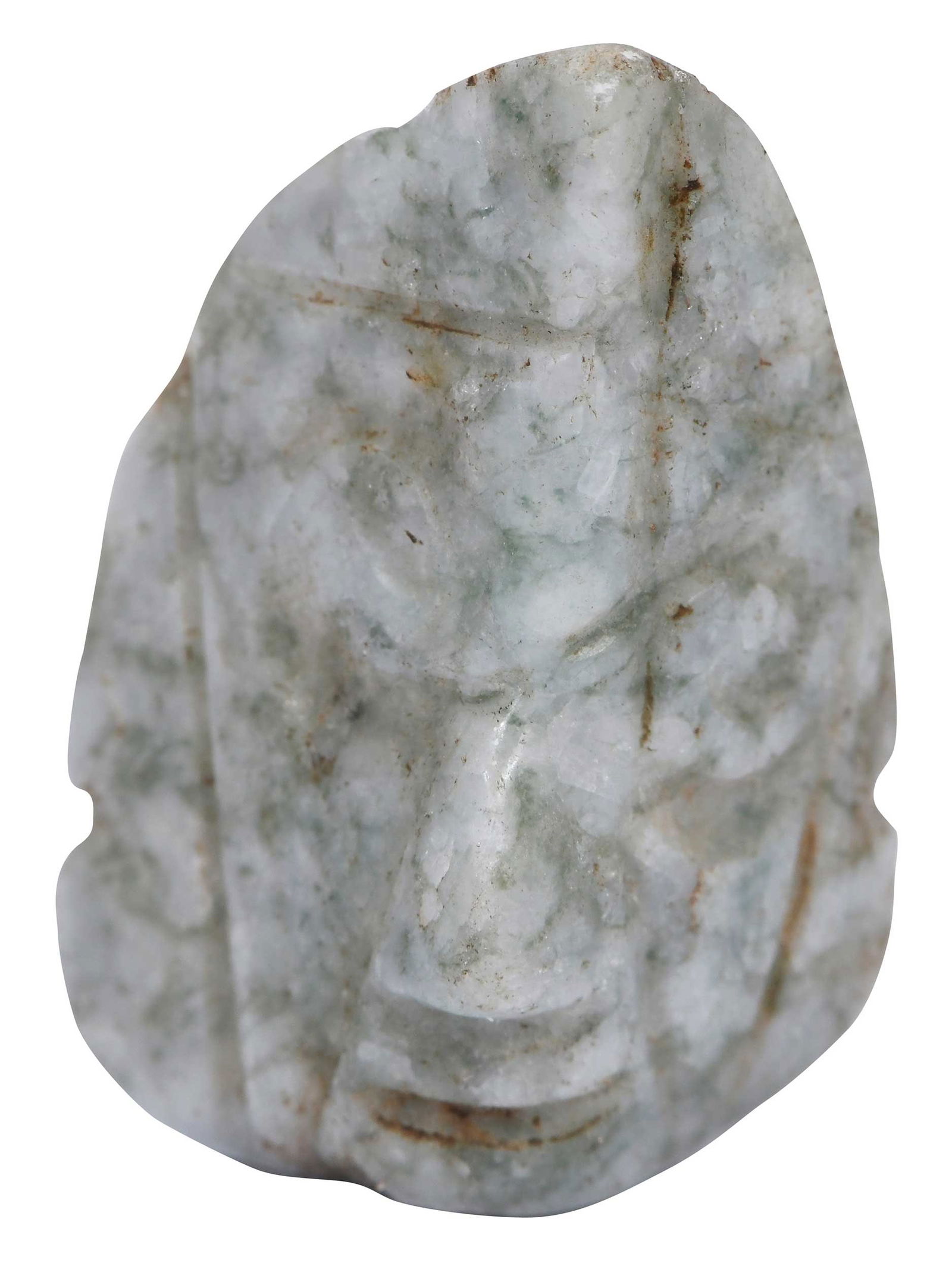 Mesoamerican Carved Jade Triangular Mask Pendant (1 of 16)