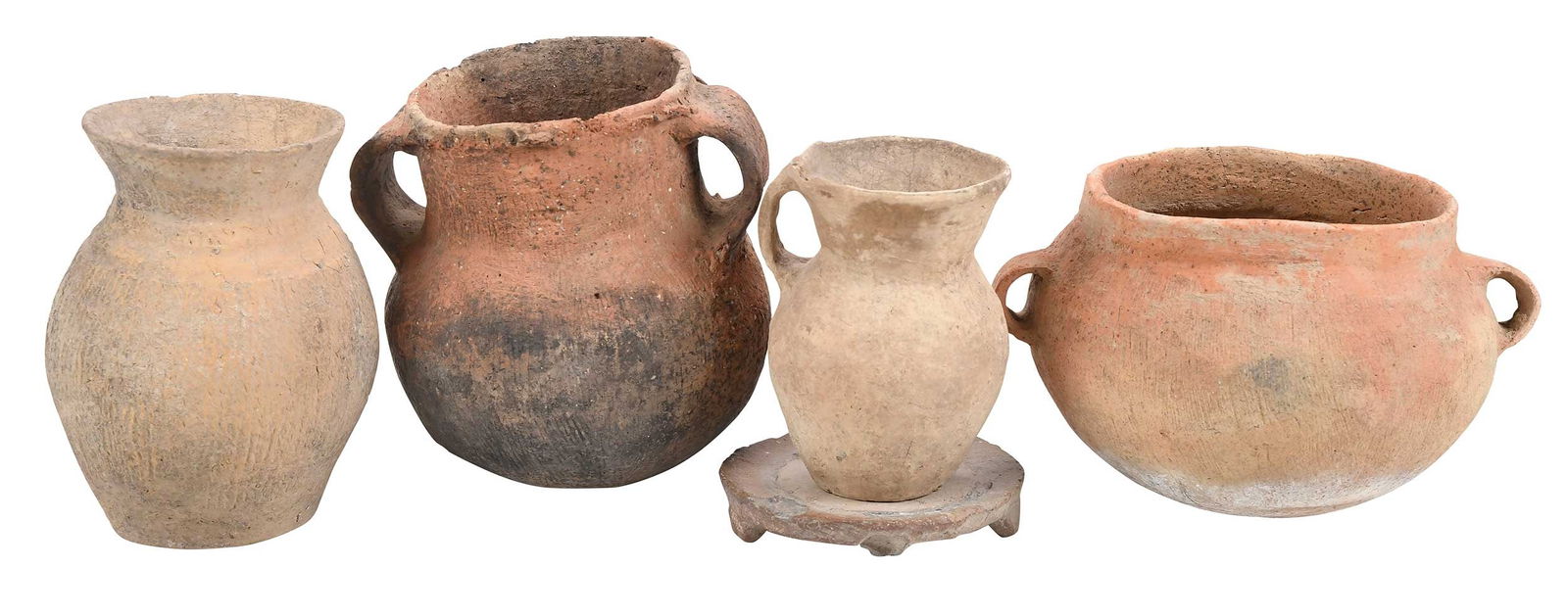 Four Small Chinese Neolithic Pots and One Pottery Stand (1 of 7)
