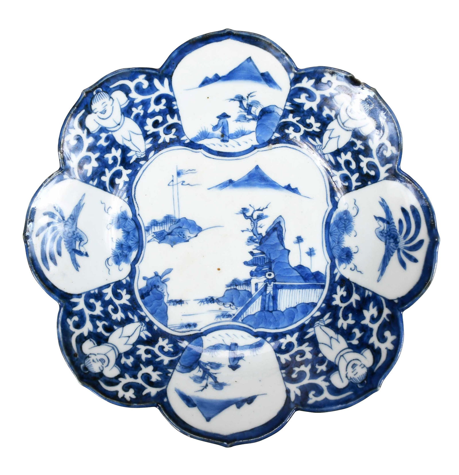 Lotus Form Blue and White Porcelain Dish (1 of 20)