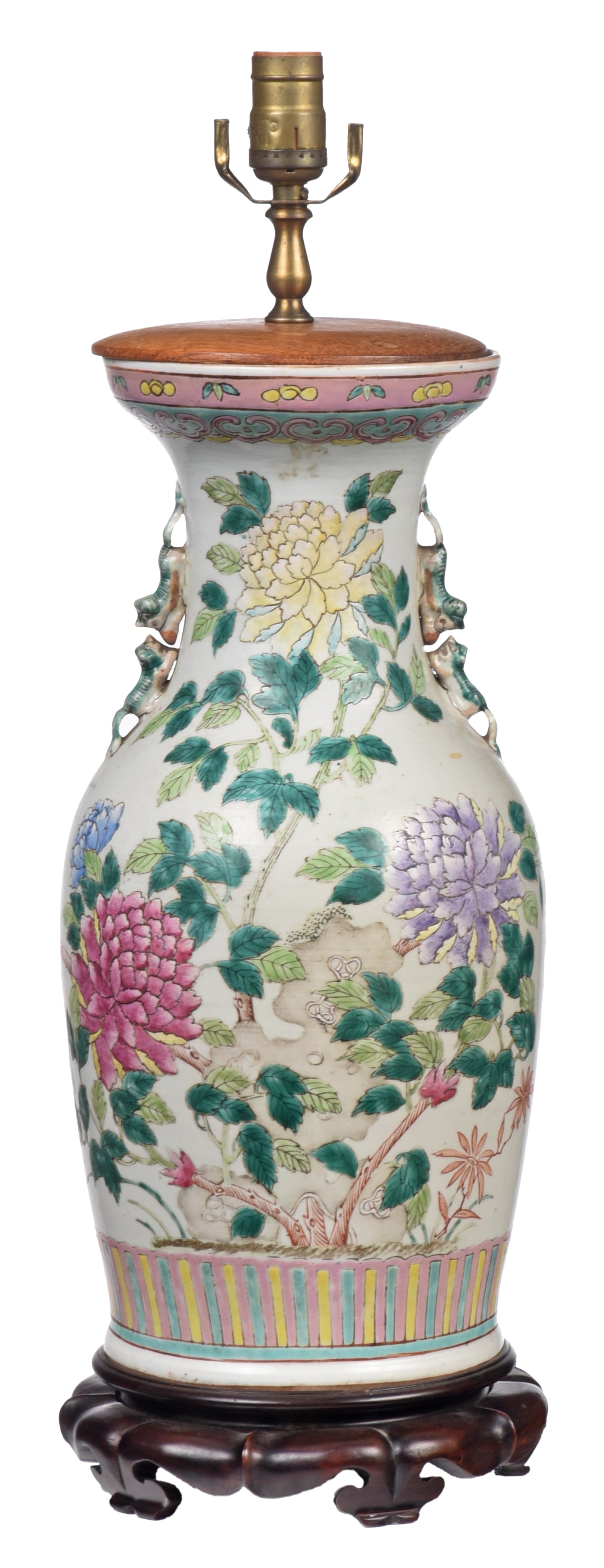 Chinese Famille Rose Porcelain Vase Converted to Lamp (1 of 10)