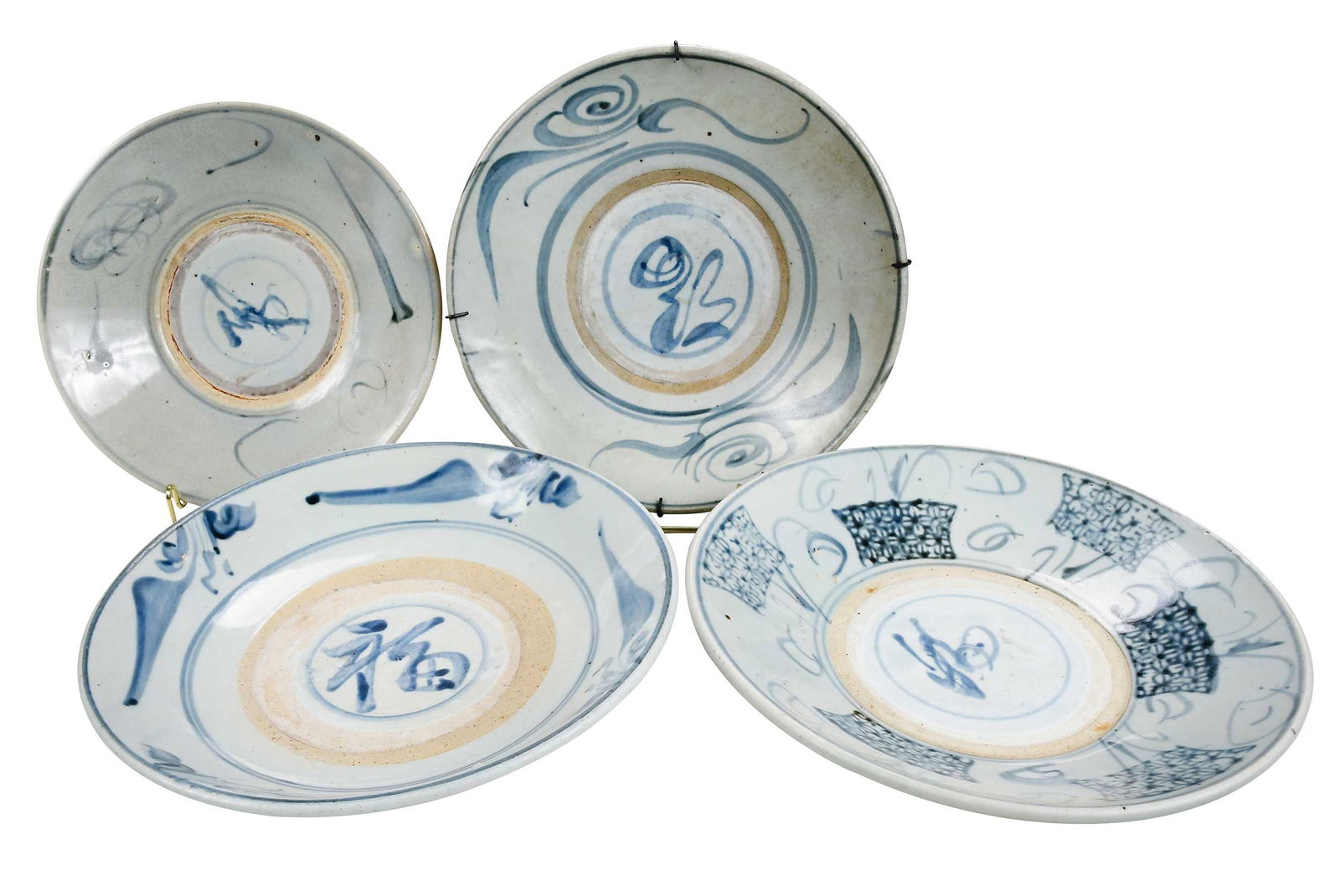 Four Chinese Swatow Blue and White Plates (1 of 11)