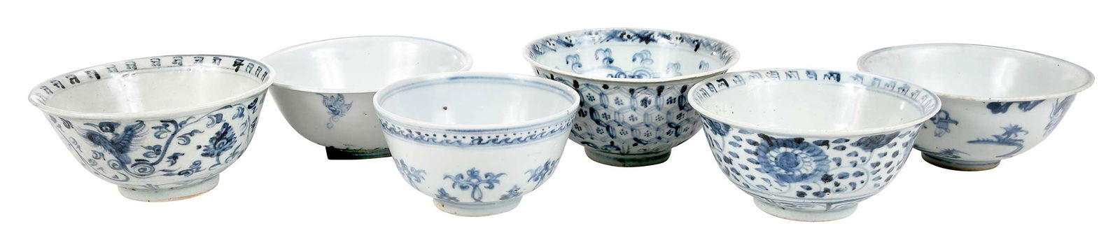 Six Chinese Blue and White Earthenware Bowls (1 of 15)