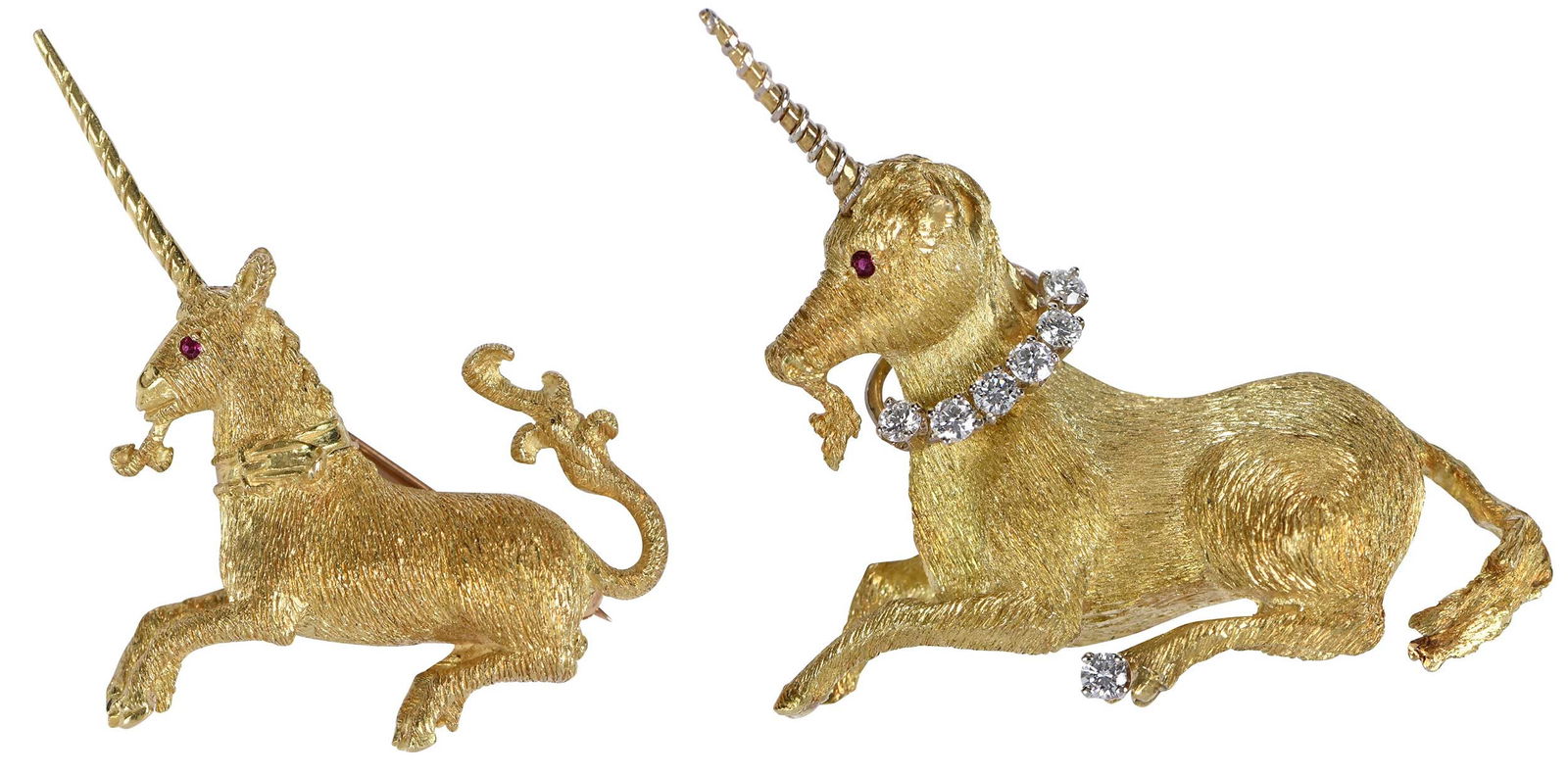 Two 18kt. Unicorn Brooches with Diamonds and Rubies (1 of 10)