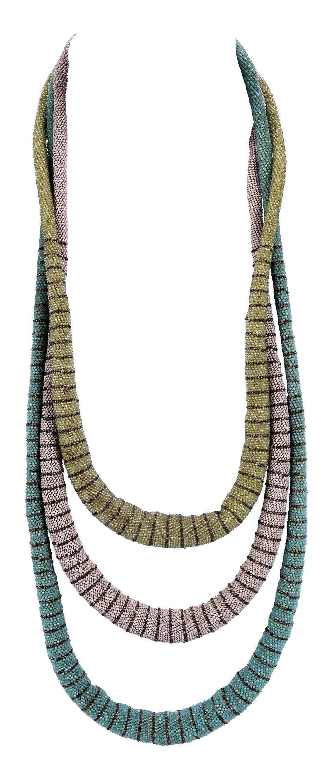 Three Strand Vienna Glass Beaded Necklace; Attributed to Wiener Werkstatte (1 of 10)