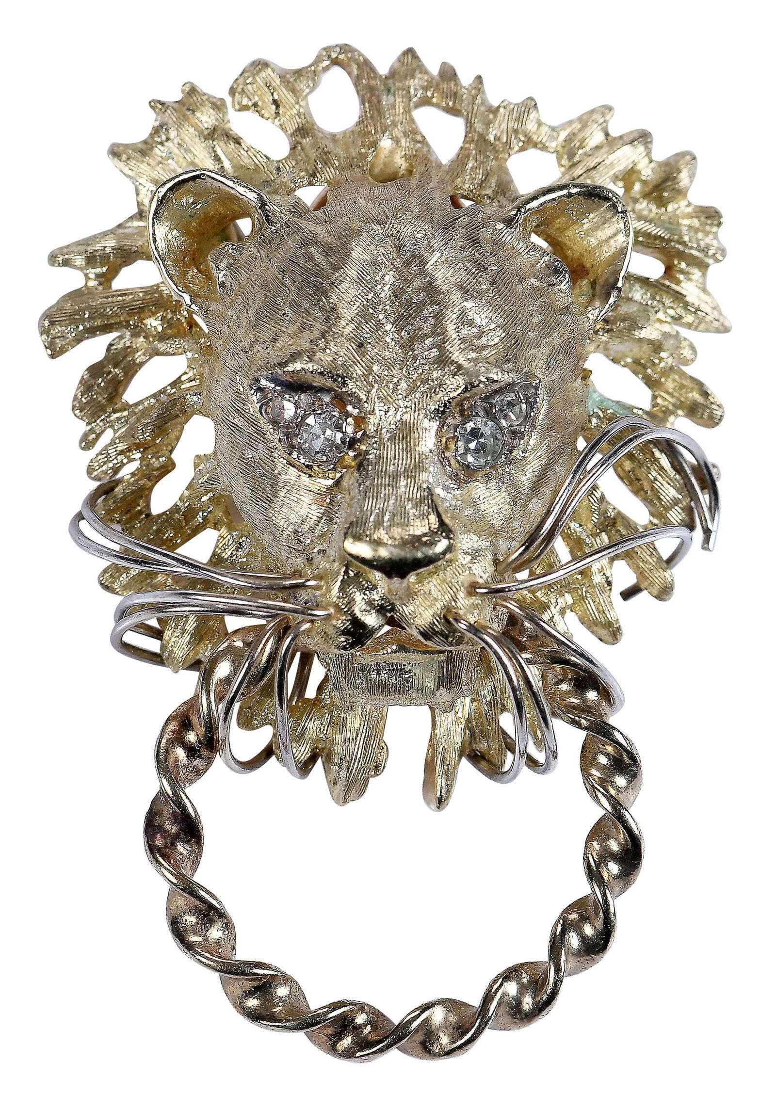 14kt. Lion with Diamonds Eyes Omega Pendant (1 of 5)