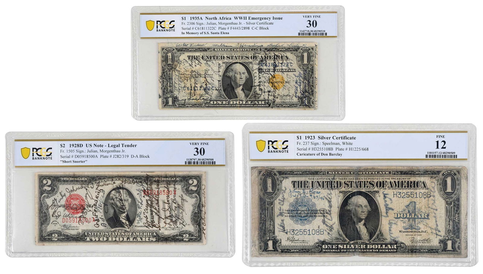 Three Interesting "Short Snorter" Currency Notes (1 of 14)