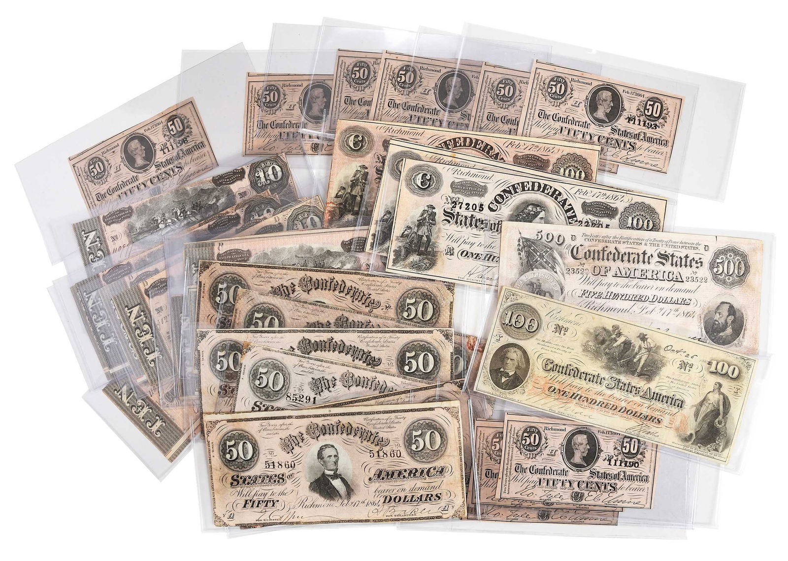 Group of 32 Confederate Bank Notes (1 of 10)
