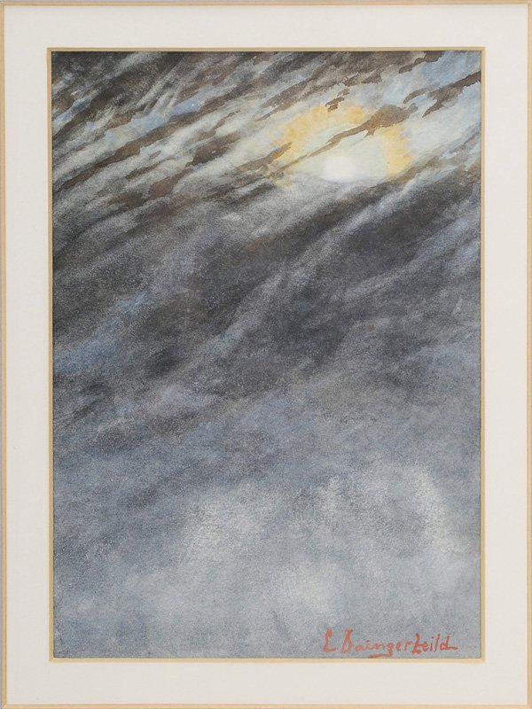 Elliot Daingerfield: (North Carolina/New York, 1859-1932) Moon Rising, signed lower right "E. Daingerfield", watercolor on paper board, 6-3/4 x 4-5/8 in.; gilt wood frame, good condition Provenance: Property from an Edent