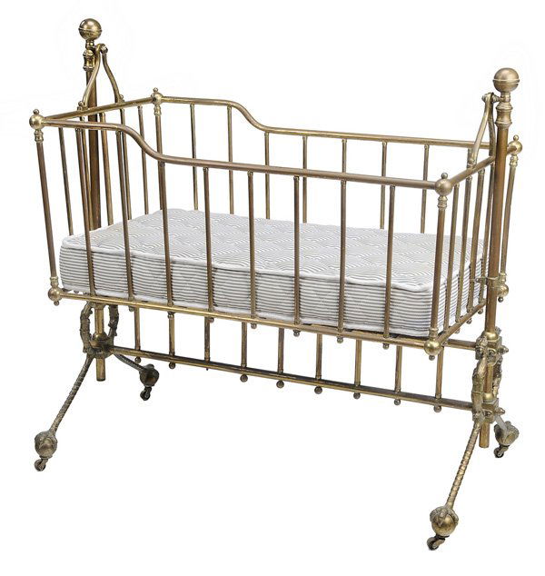 1028 Late Victorian Brass Crib