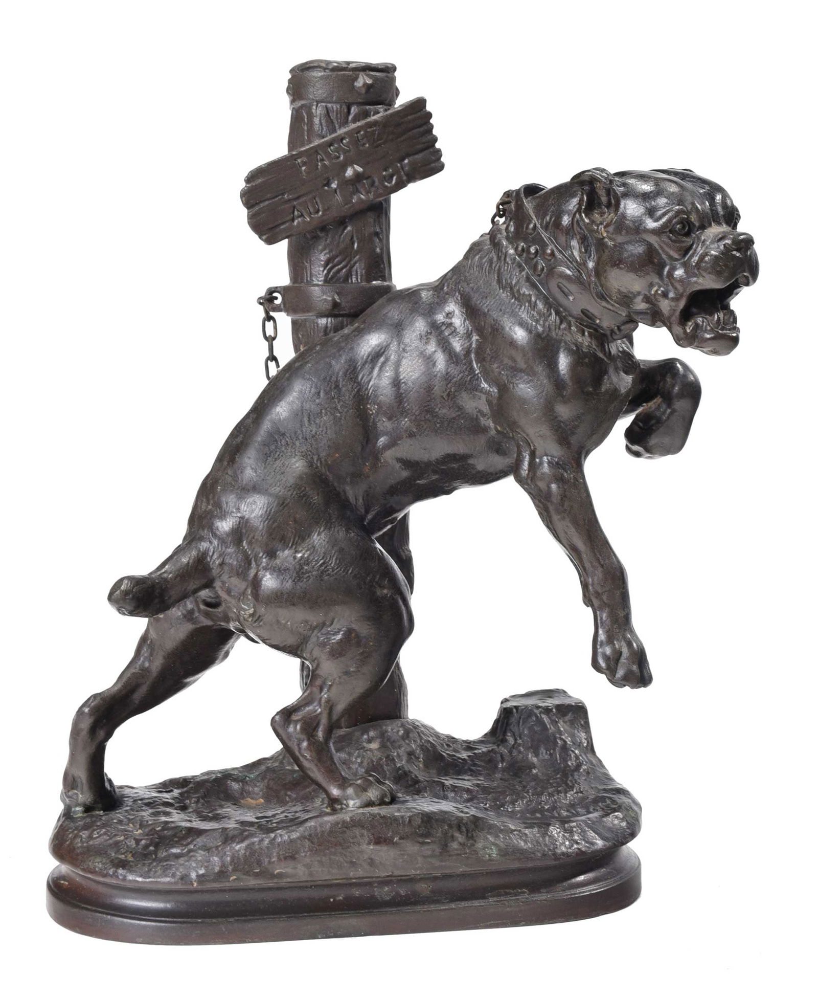 Charles Valton: (French, 1851-1918) Passez au Large, signed in base "CH. Valton", patinated bronze, 9-7/8 x 7-1/2 x 5-3/4 in. Provenance: The Estate of Dr. J. Clayton Davie and Family