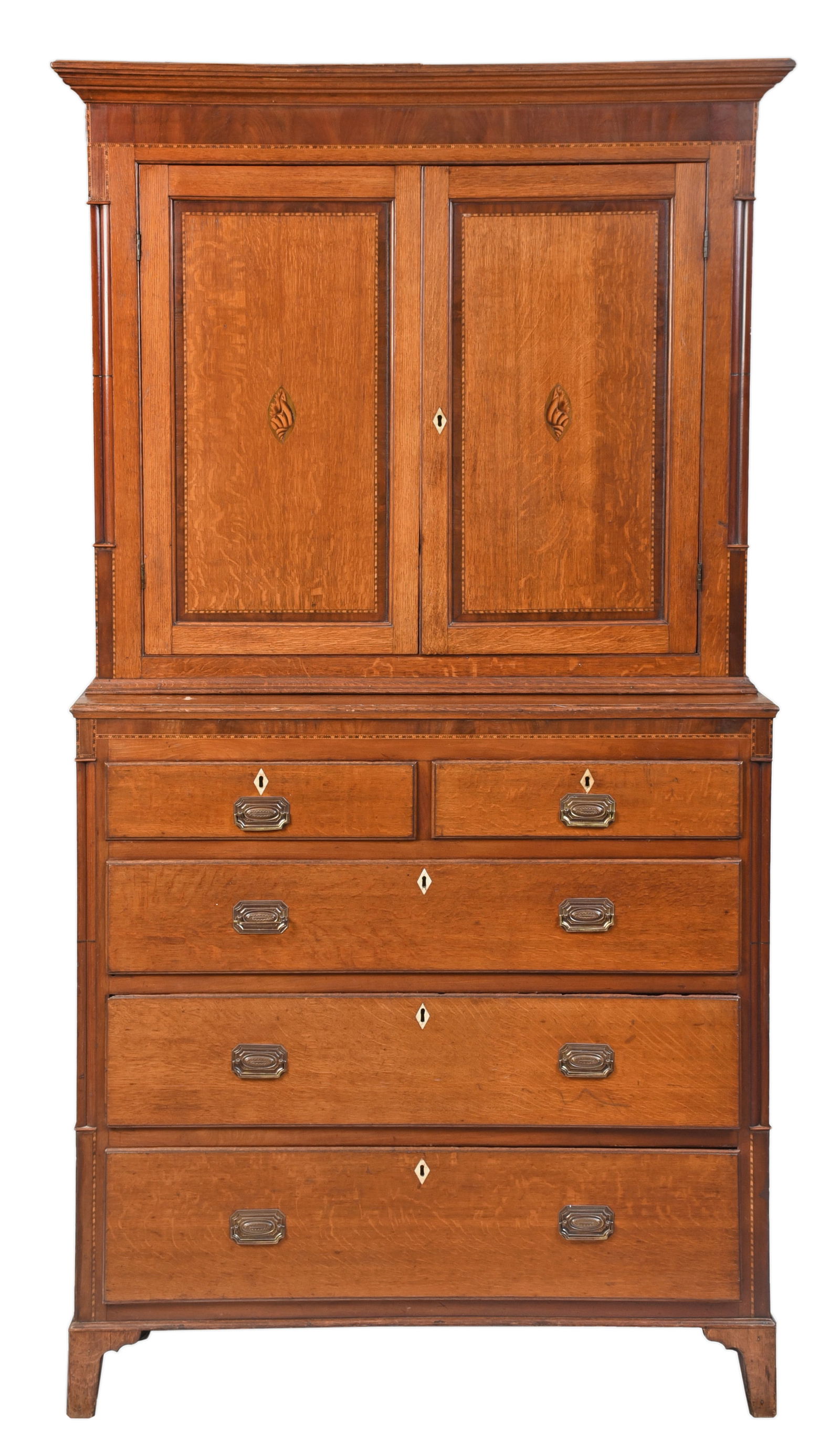 George III Inlaid Oak Bookcase (1 of 8)