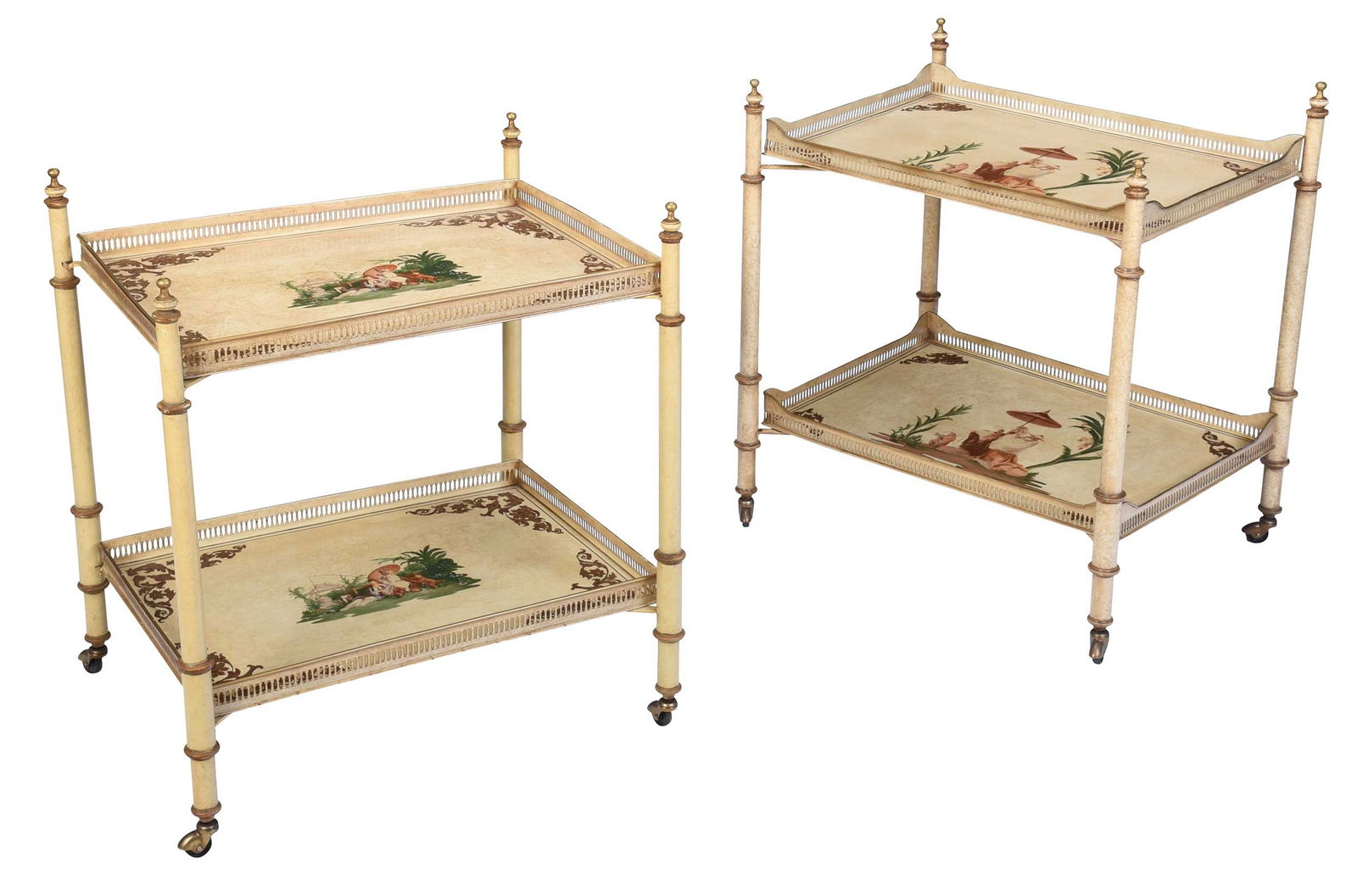 Pair of Italian Contemporary Painted Metal Two Tier Tables (1 of 7)
