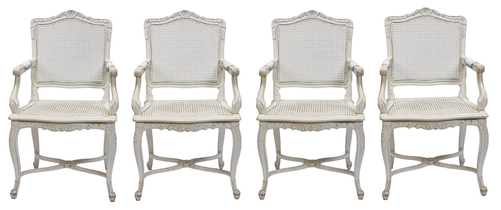 Set of Four French Provincial Style White Lacquered Fauteuils (1 of 11)