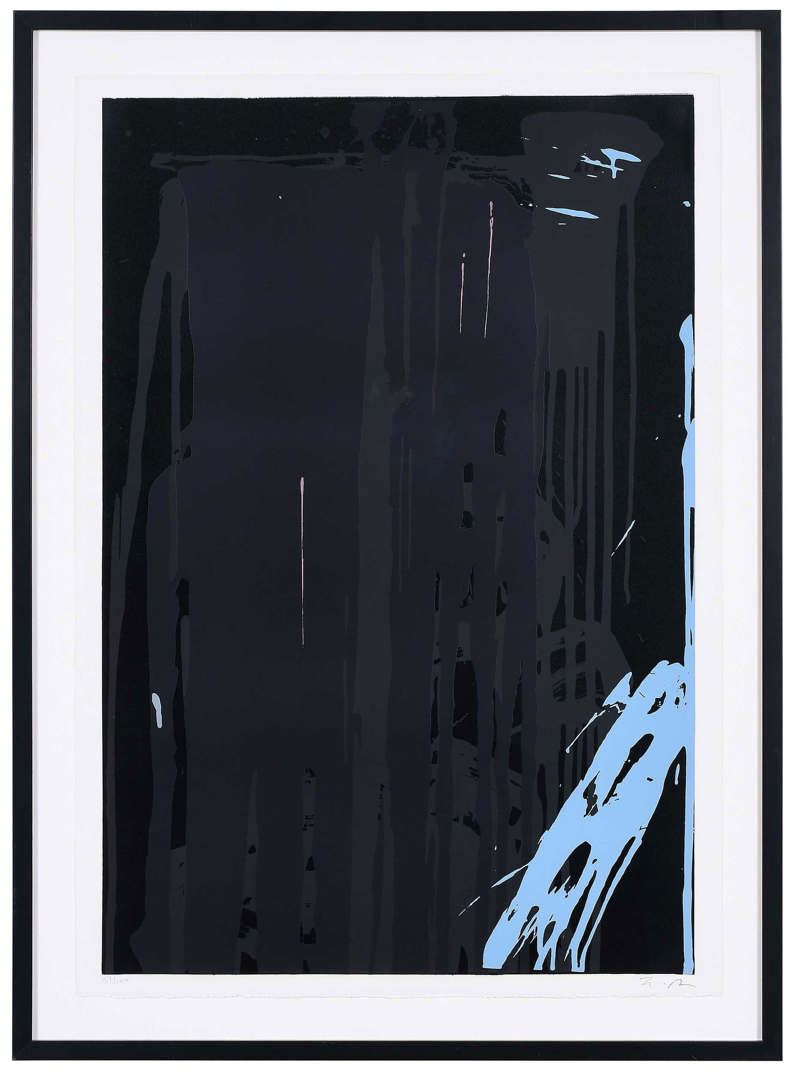 Larry Poons, Series 4: (American/Japan, born 1937) Untitled, 1980, edition 54/100, signed L. Poons", Prestige Art, Ltd., New York, publisher, screenprint in colors on Arches paper, sheet 36 x 25 in.; modern black frame, 40-