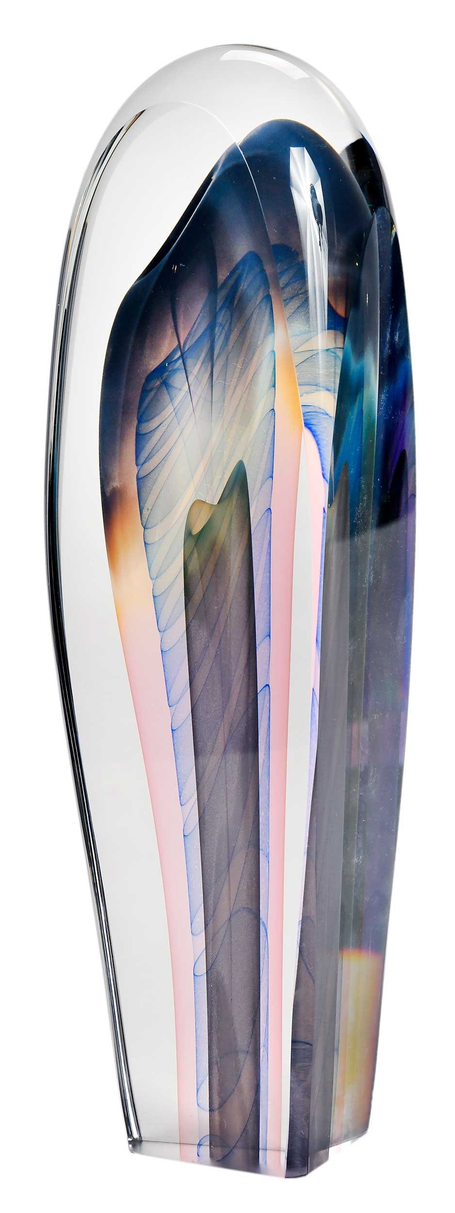 Edward Nesturek Glass Sculpture: (American/Pennsylvania, born 1941) Untitled, 138-64, signed and numbered on base, internally decorated glass sculpture, 12-7/8 x 4-1/4 in. Provenance: Private Collection, Ocala, Florida